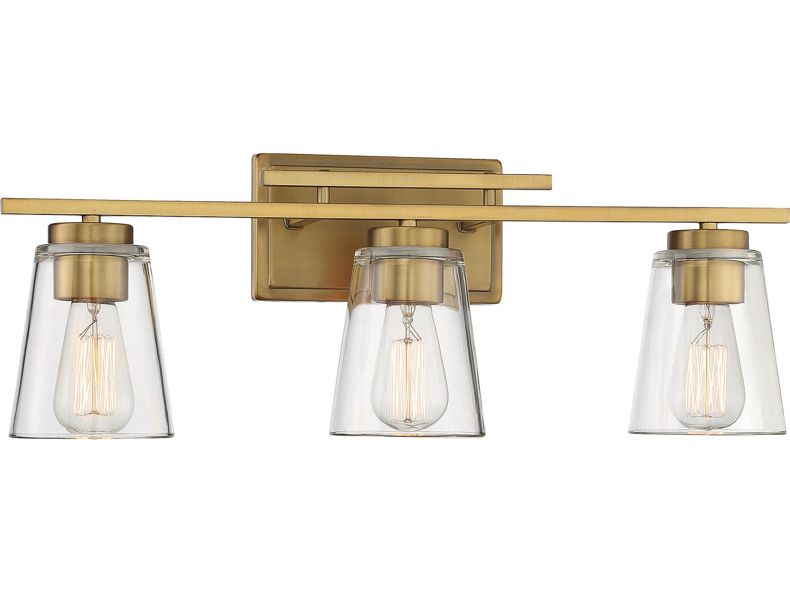 Savoy House Calhoun 3-Light Warm Brass Glass Vanity Light