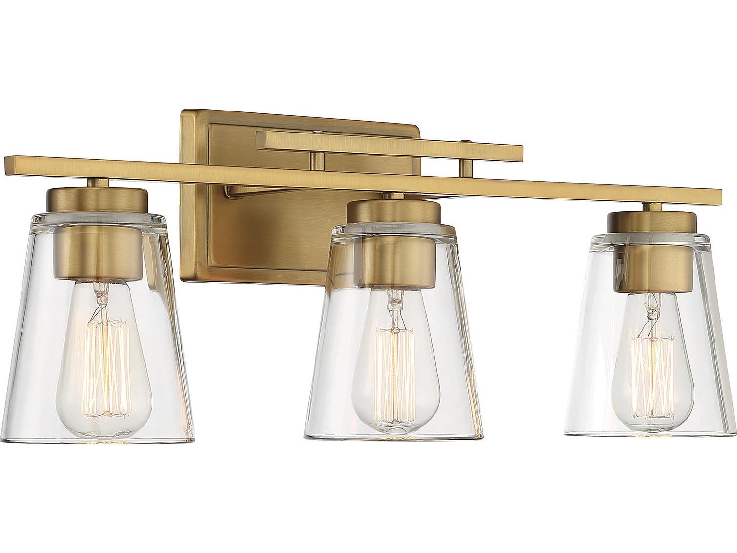 Savoy House Calhoun 3-Light Warm Brass Glass Vanity Light