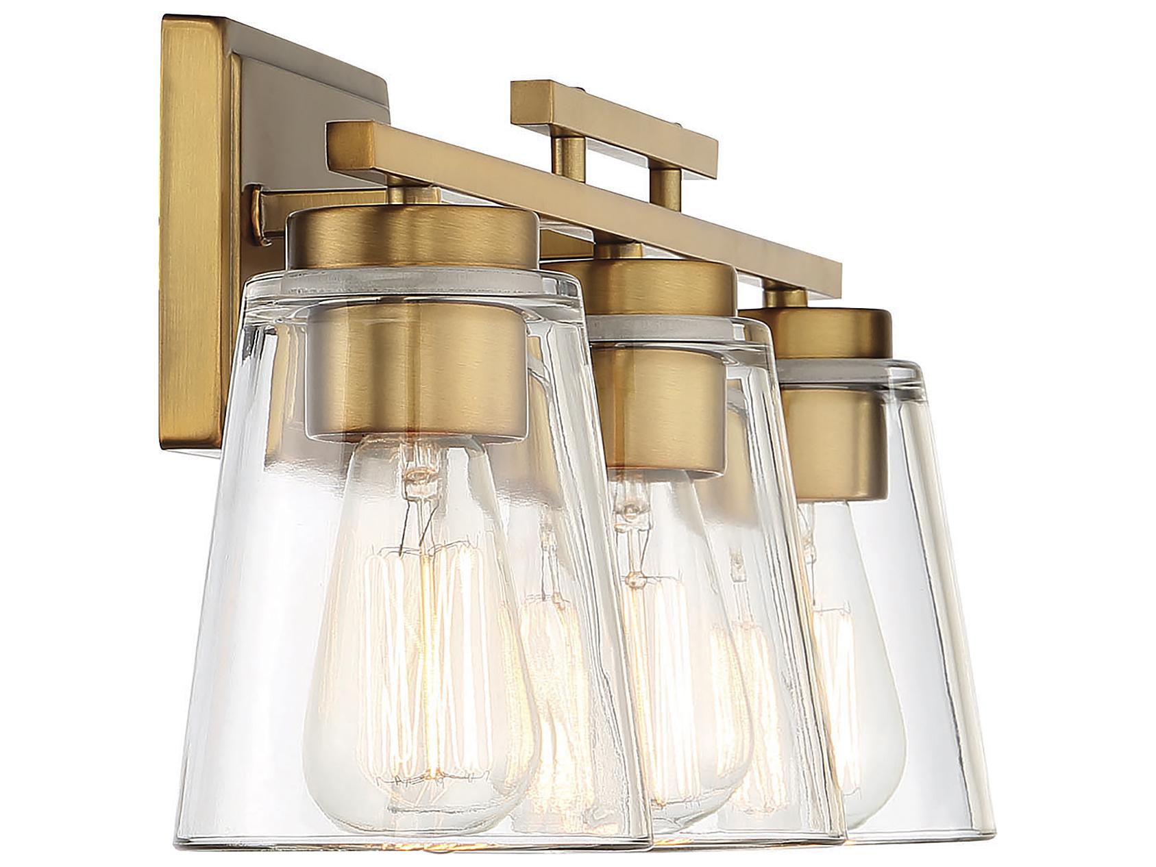 Savoy House Calhoun 3-Light Warm Brass Glass Vanity Light