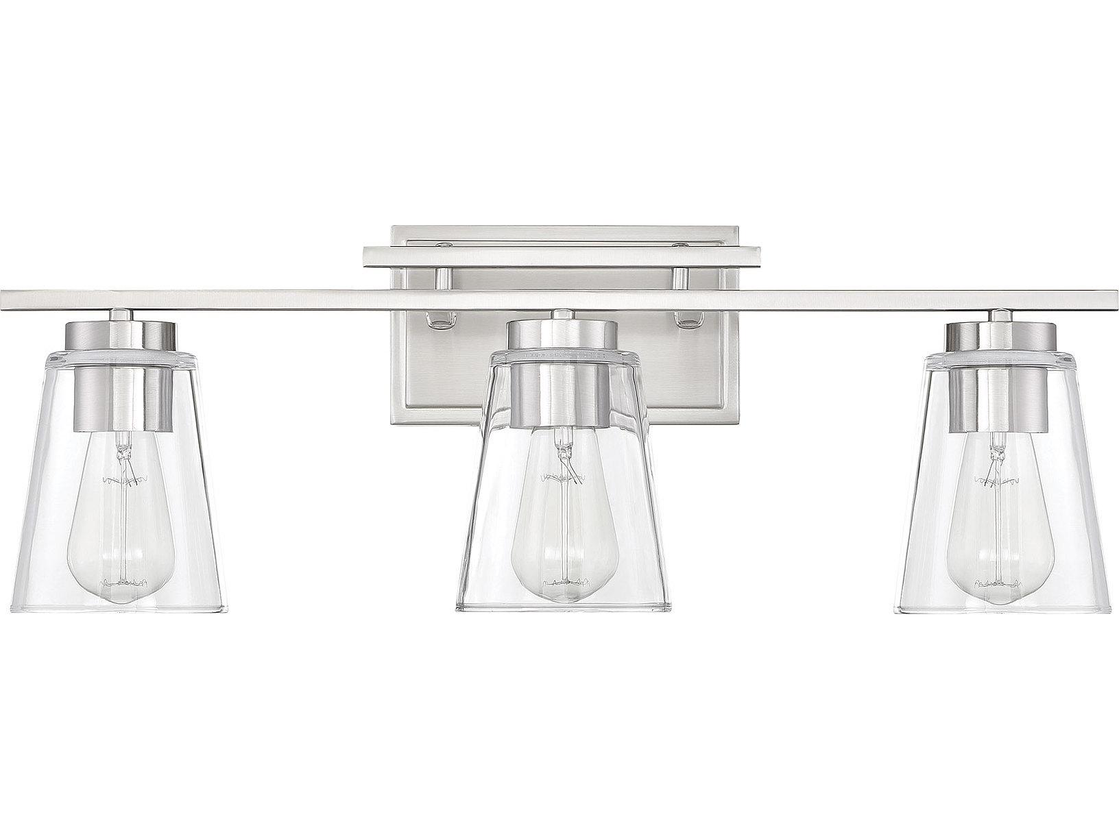 Savoy House Calhoun 3-Light Satin Nickel Glass Vanity Light