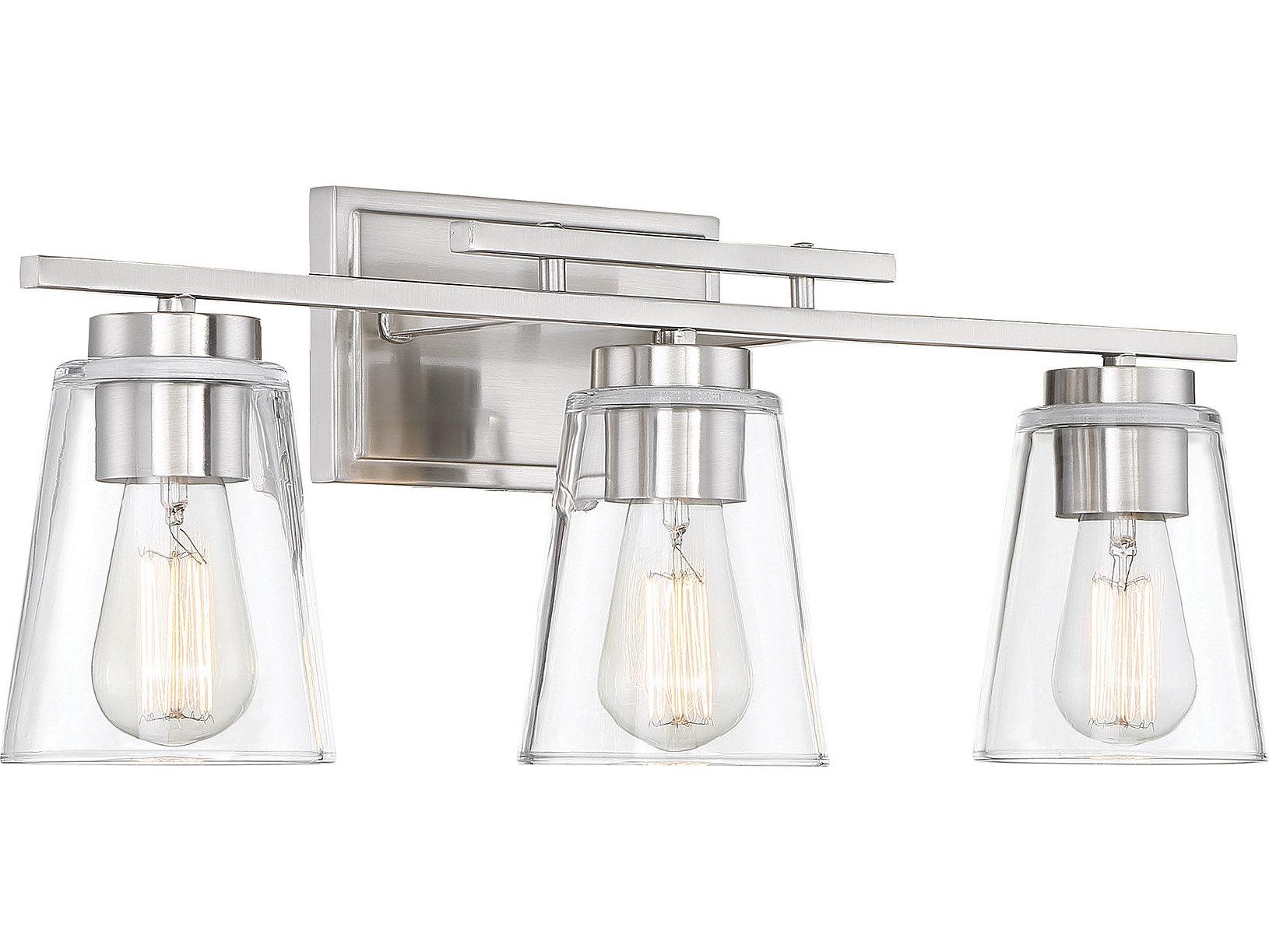 Savoy House Calhoun 3-Light Satin Nickel Glass Vanity Light