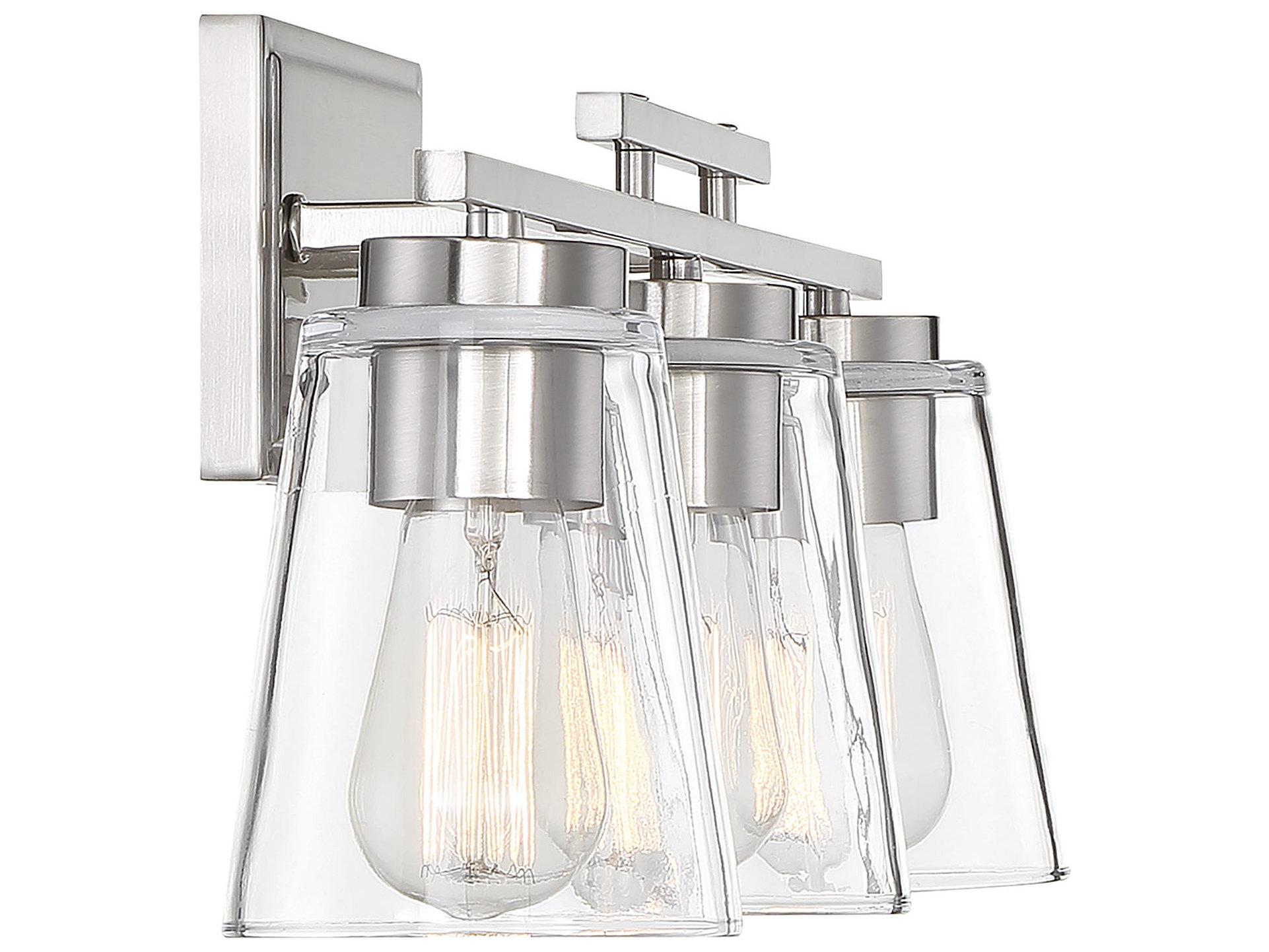 Savoy House Calhoun 3-Light Satin Nickel Glass Vanity Light
