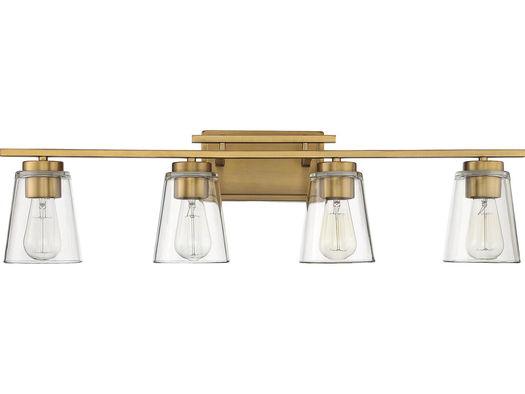 Savoy House Calhoun 4-Light Warm Brass Glass Vanity Light