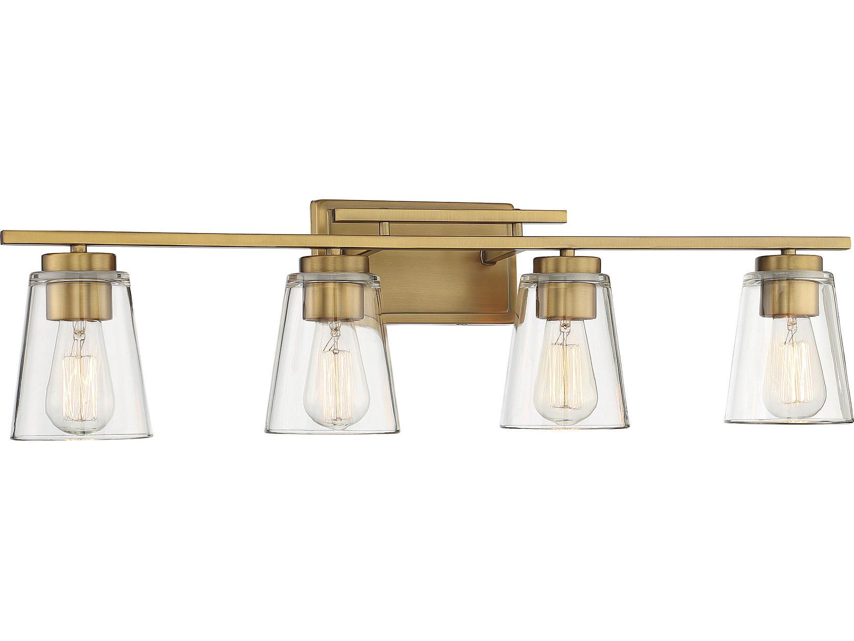Savoy House Calhoun 4-Light Warm Brass Glass Vanity Light