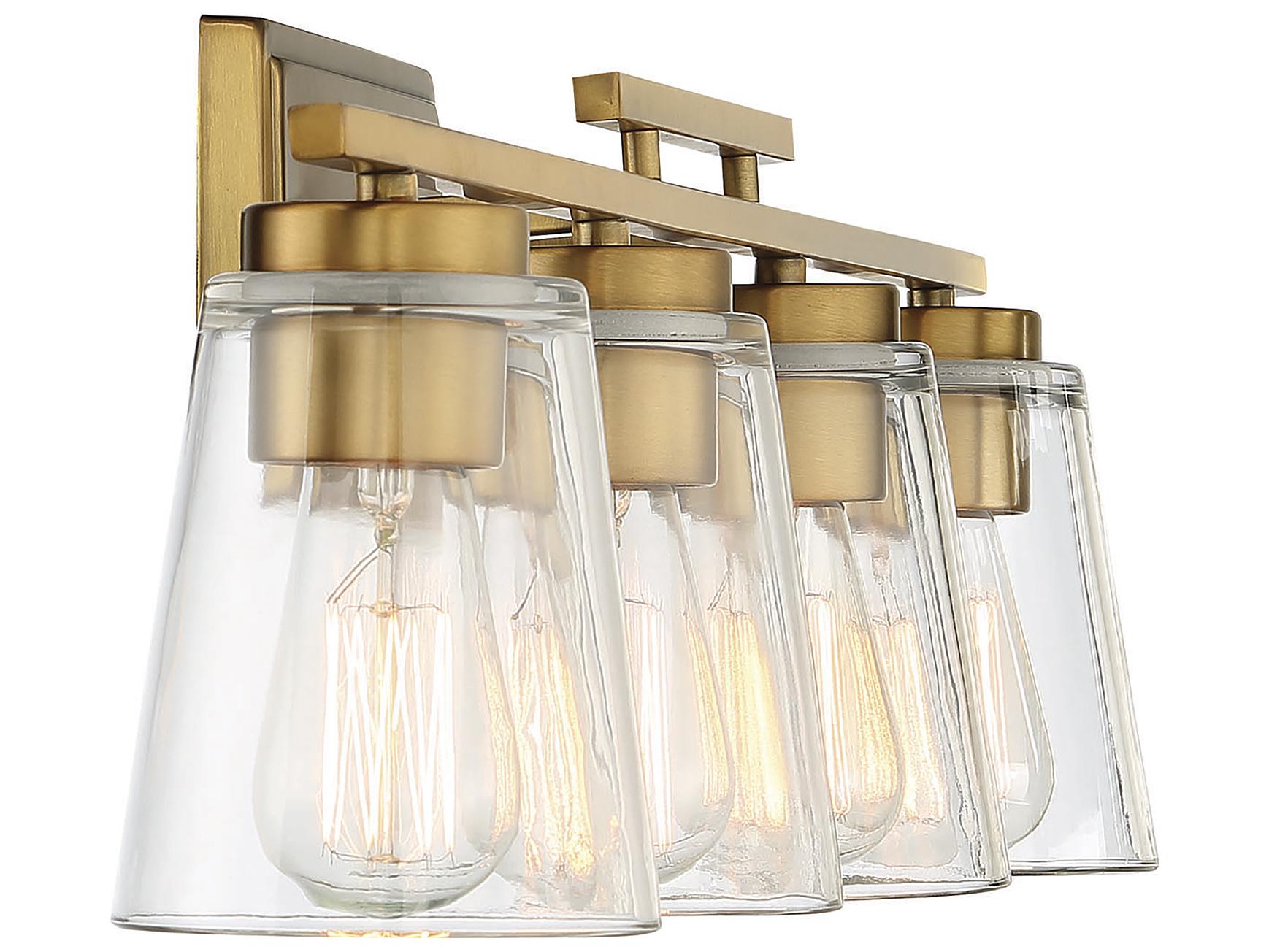 Savoy House Calhoun 4-Light Warm Brass Glass Vanity Light