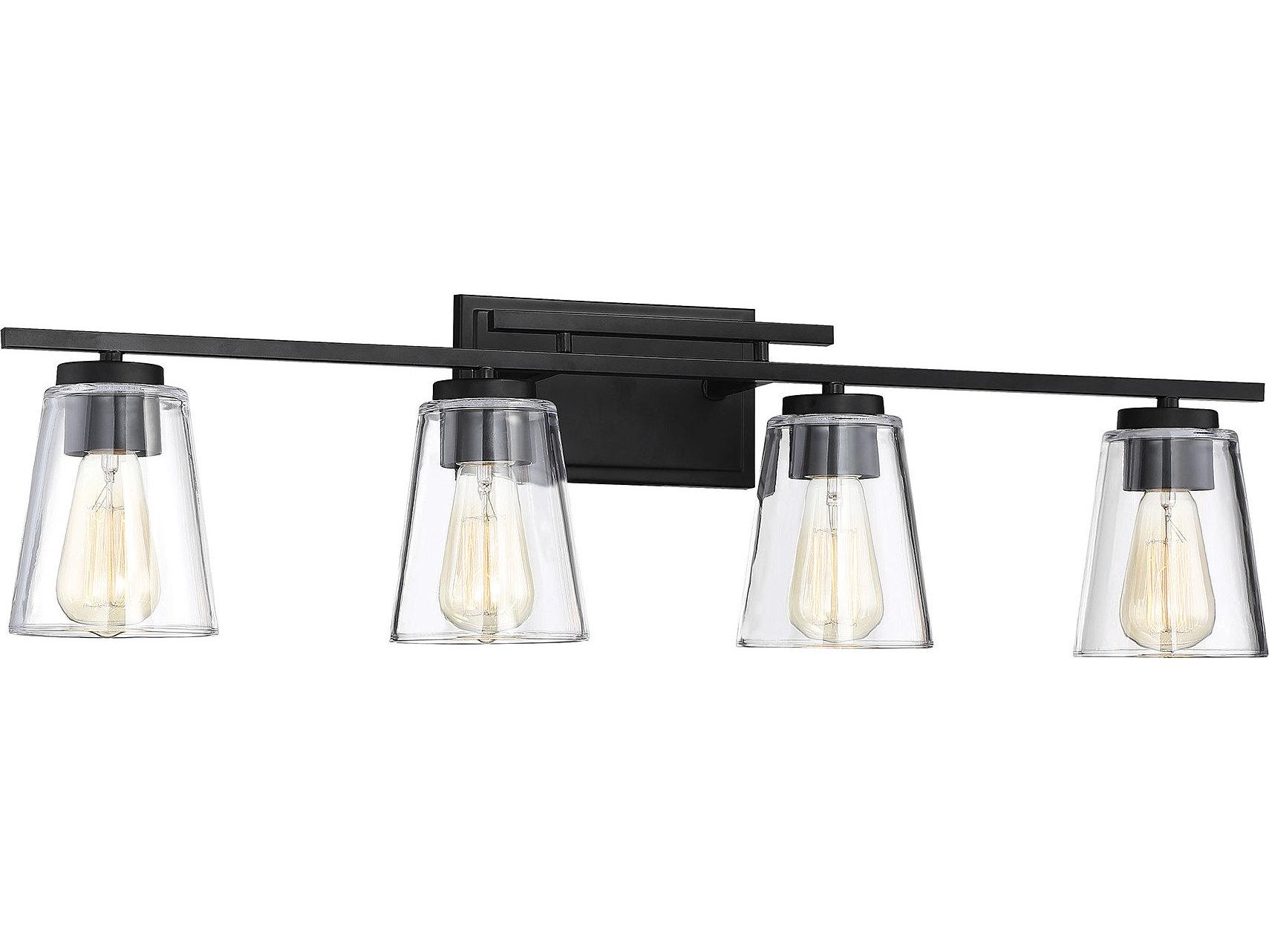 Savoy House Calhoun 4-Light Black Glass Vanity Light