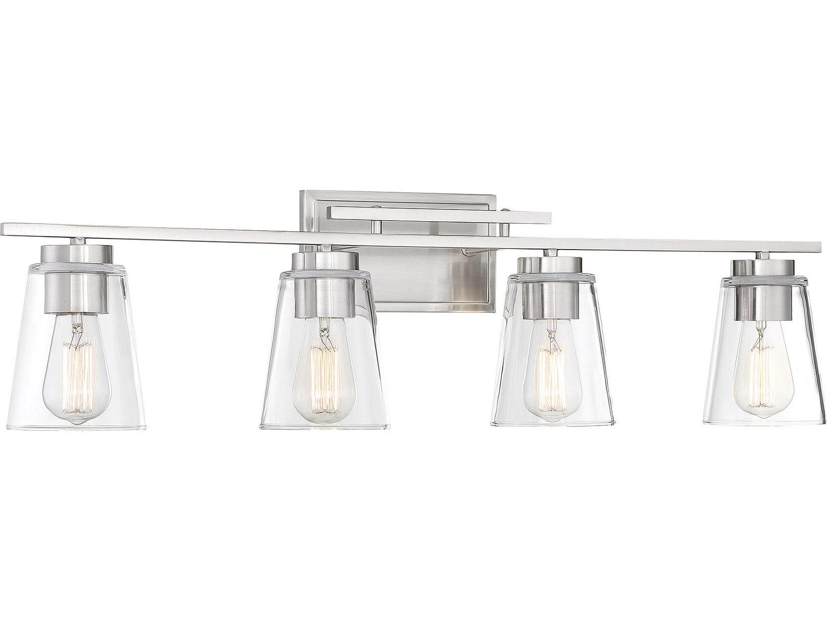 Savoy House Calhoun 4-Light Satin Nickel Glass Vanity Light
