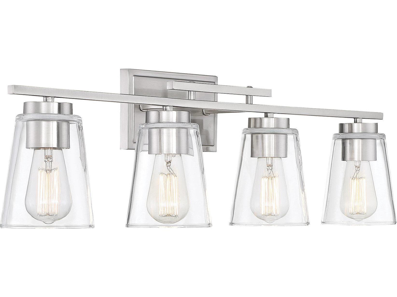 Savoy House Calhoun 4-Light Satin Nickel Glass Vanity Light