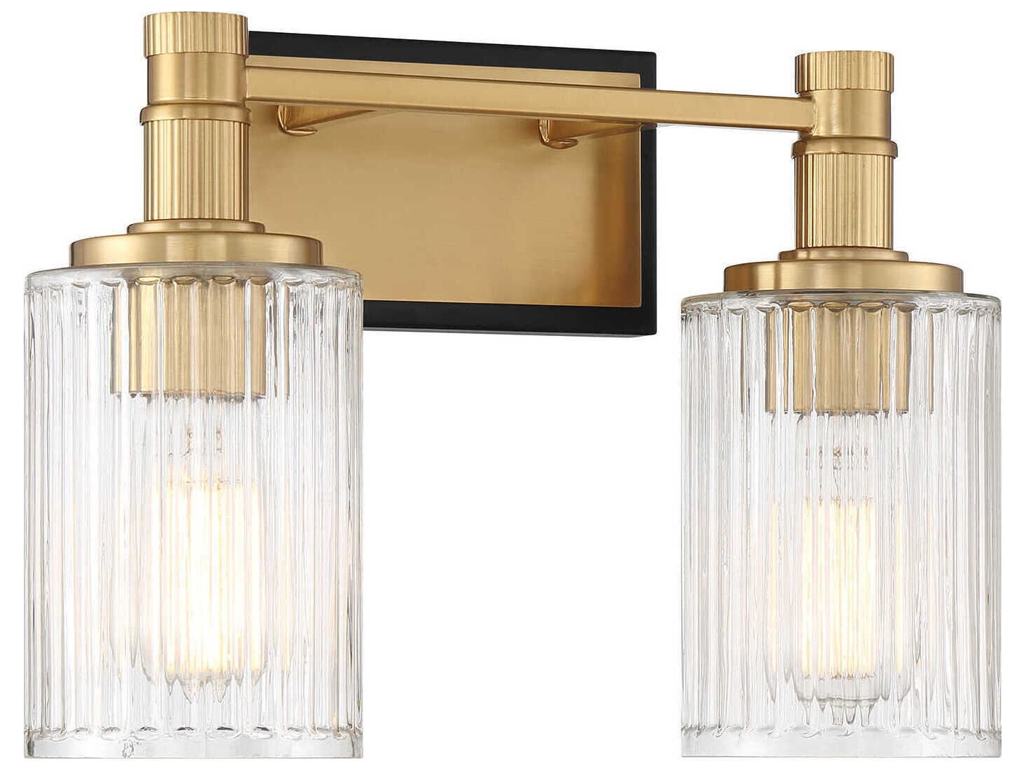 Savoy House Concord 2-Light Matte Black Warm Brass Vanity Light