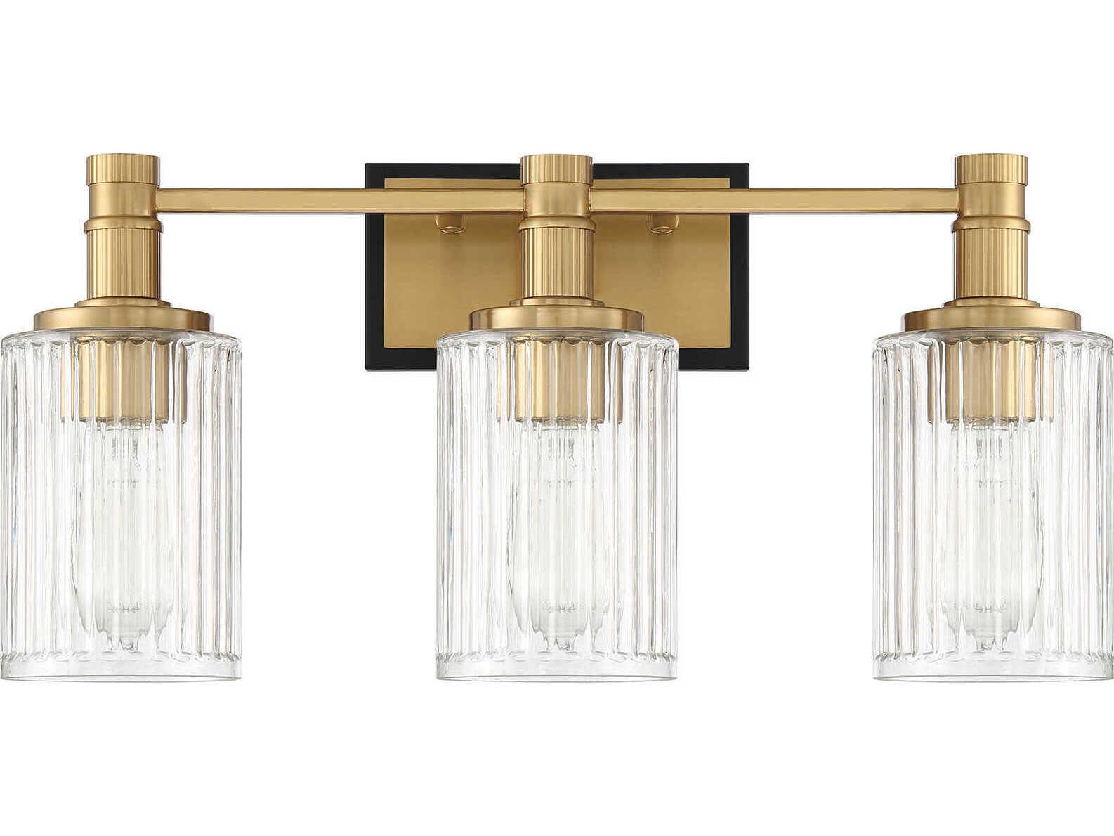 Savoy House Concord 3-Light Matte Black Warm Brass Vanity Light