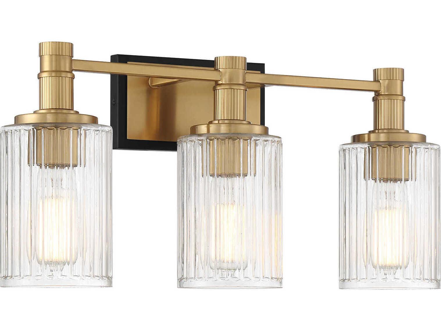 Savoy House Concord 3-Light Matte Black Warm Brass Vanity Light