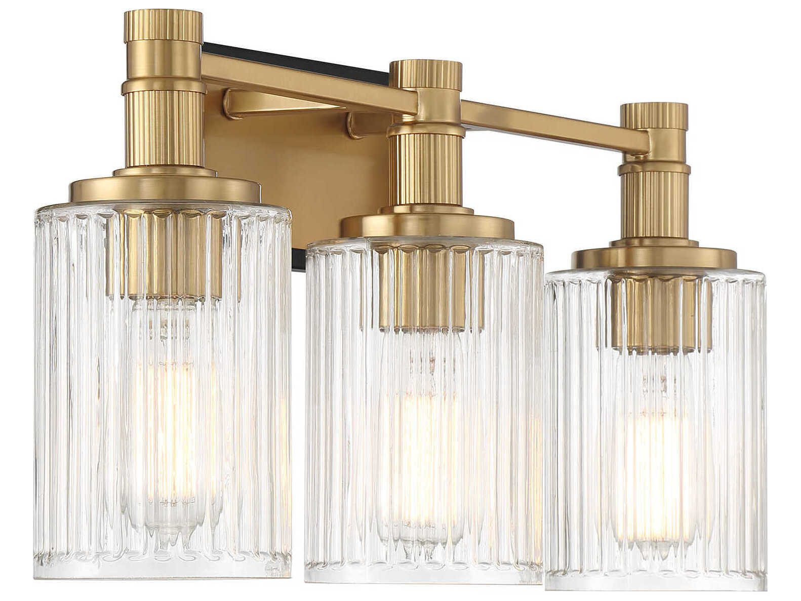 Savoy House Concord 3-Light Matte Black Warm Brass Vanity Light