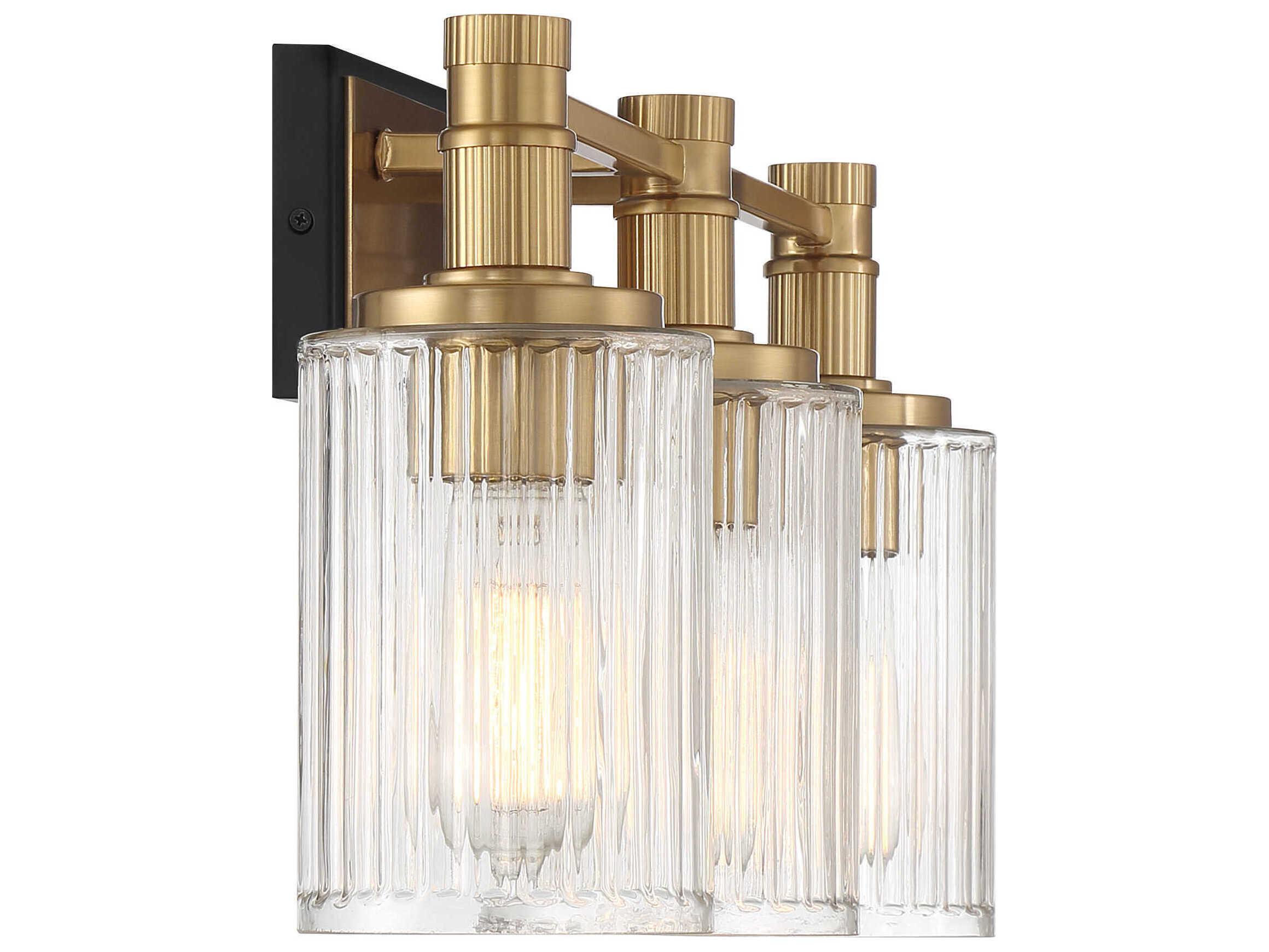 Savoy House Concord 3-Light Matte Black Warm Brass Vanity Light