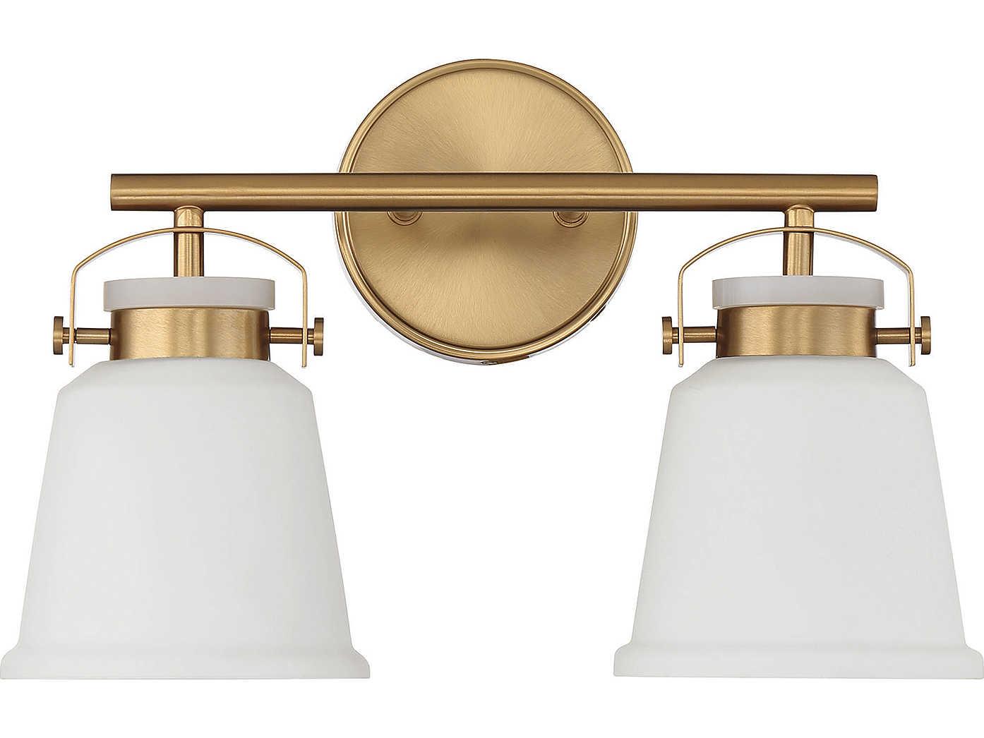 Savoy House Kaden 2-Light Warm Brass Glass Vanity Light