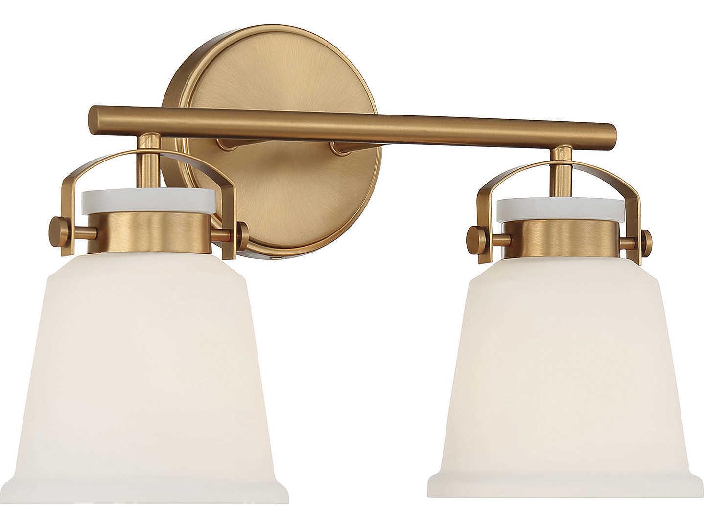 Savoy House Kaden 2-Light Warm Brass Glass Vanity Light