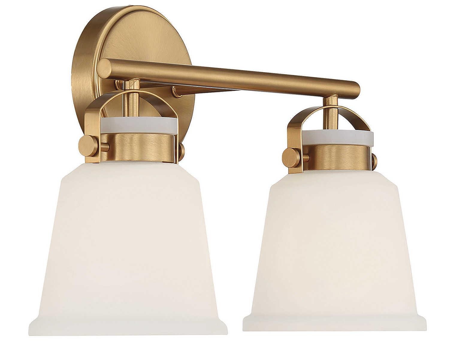 Savoy House Kaden 2-Light Warm Brass Glass Vanity Light