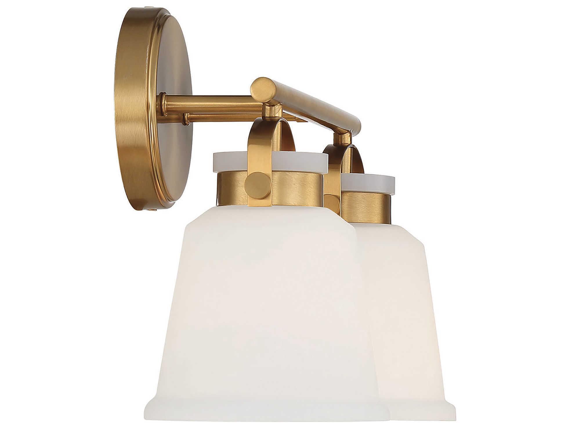 Savoy House Kaden 2-Light Warm Brass Glass Vanity Light
