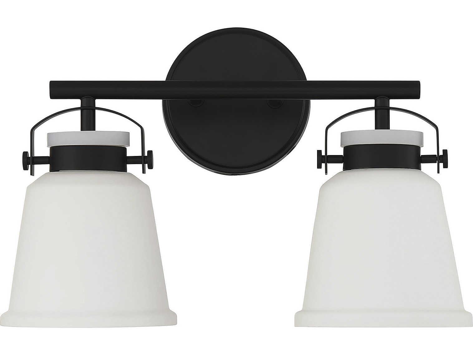 Savoy House Kaden 2-Light Matte Black Glass Vanity Light