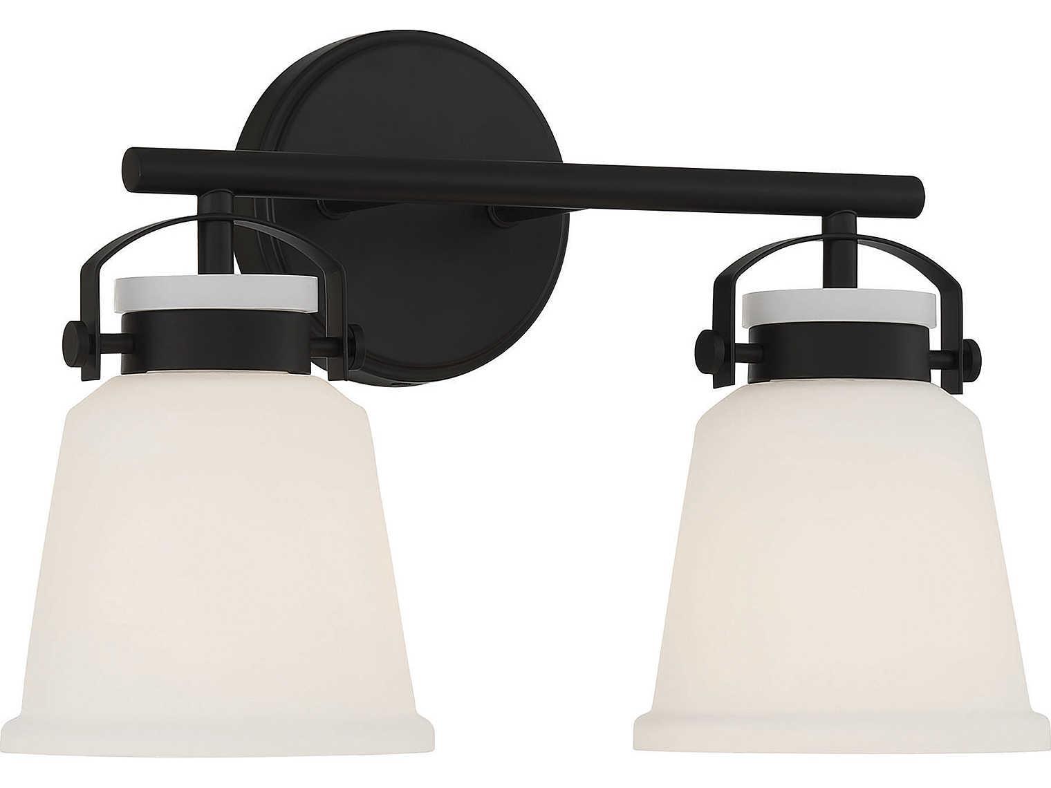 Savoy House Kaden 2-Light Matte Black Glass Vanity Light