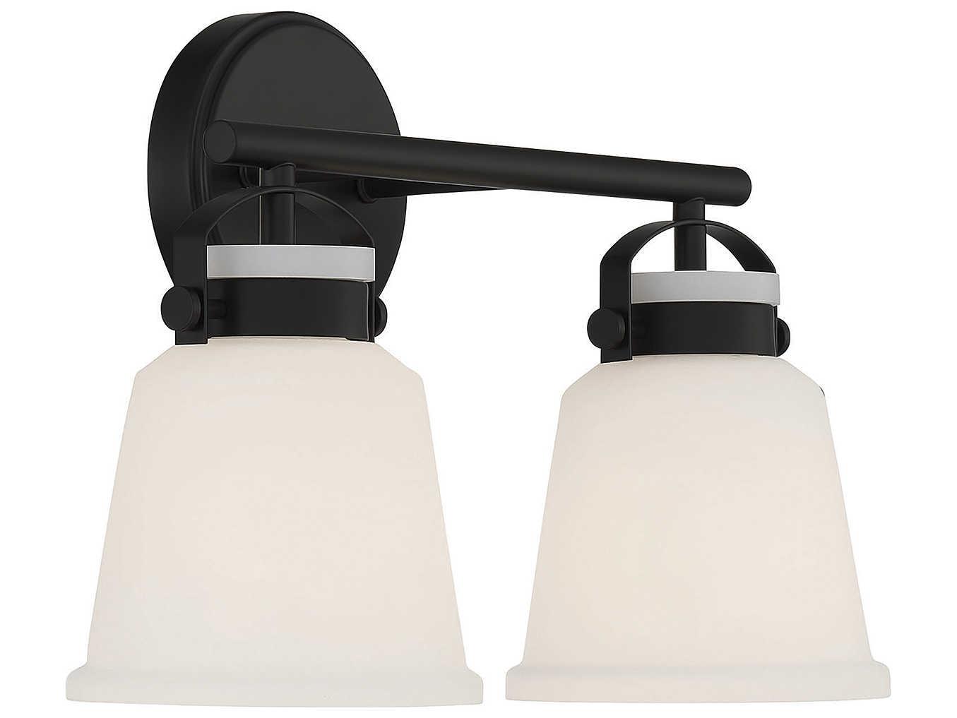 Savoy House Kaden 2-Light Matte Black Glass Vanity Light