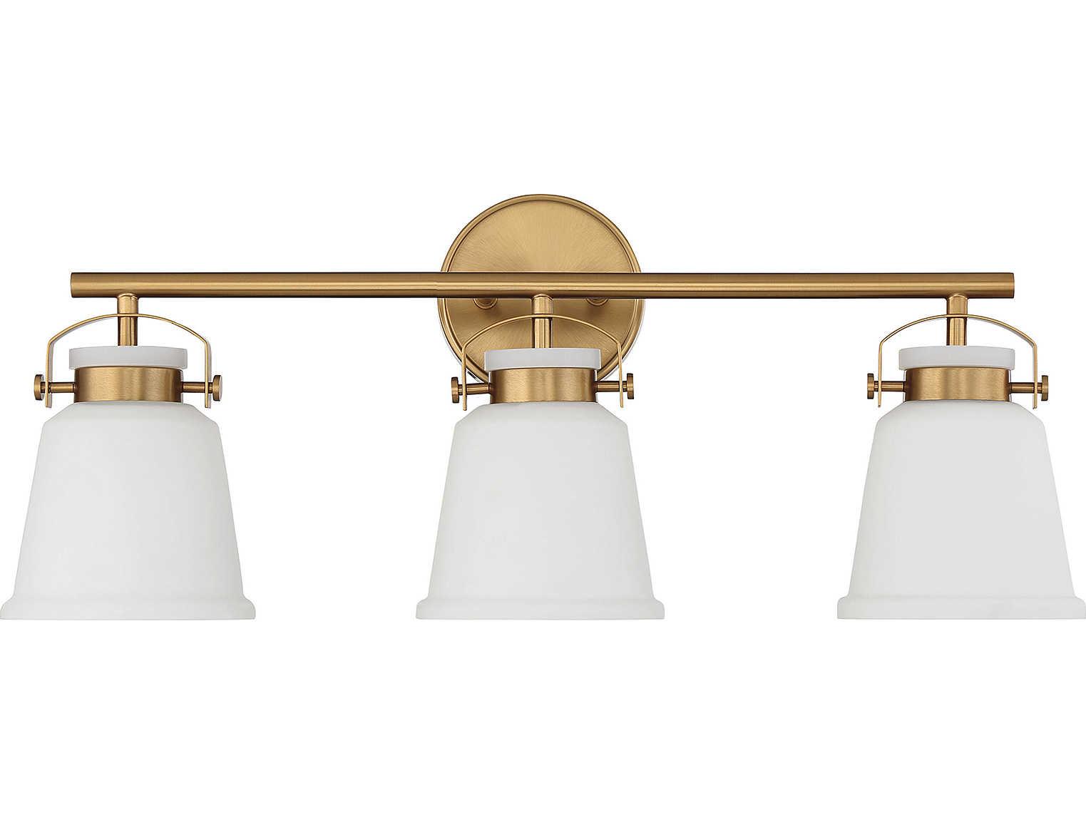 Savoy House Kaden 3-Light Warm Brass Glass Vanity Light
