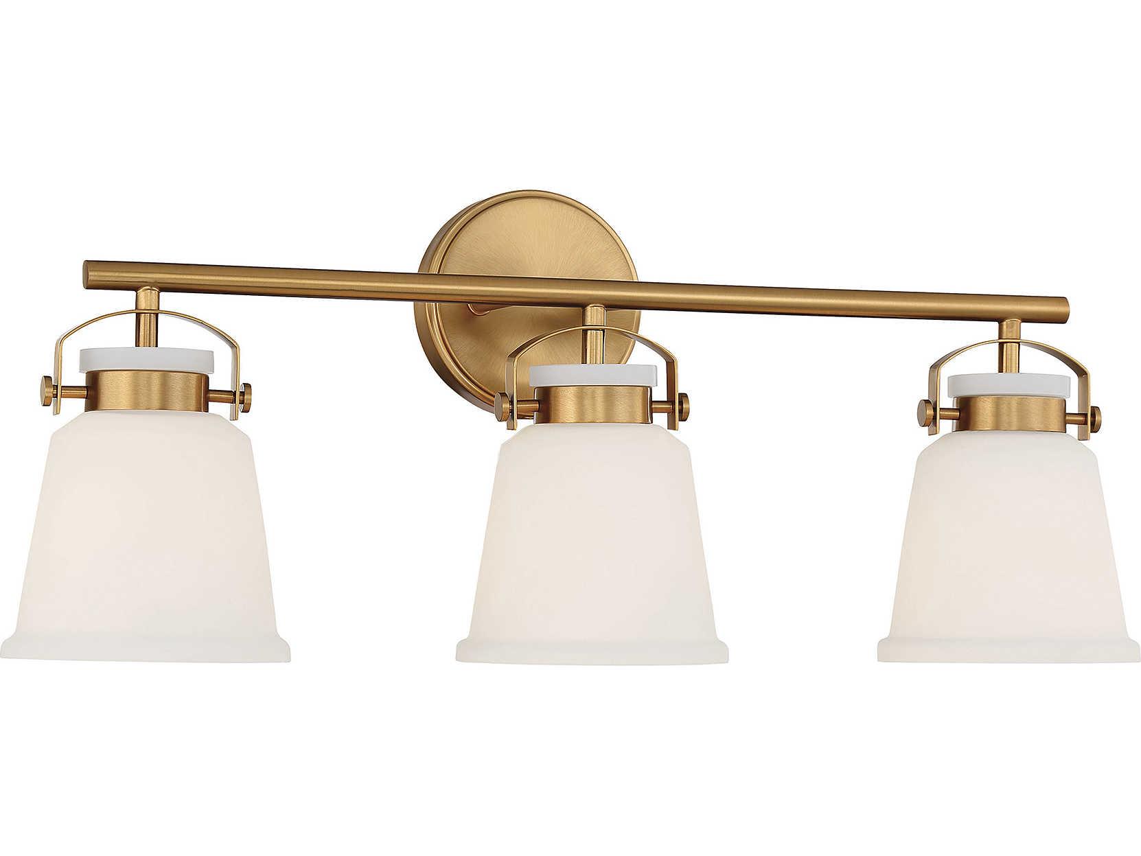 Savoy House Kaden 3-Light Warm Brass Glass Vanity Light