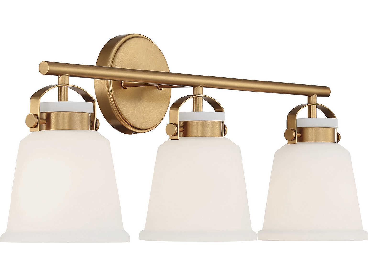 Savoy House Kaden 3-Light Warm Brass Glass Vanity Light