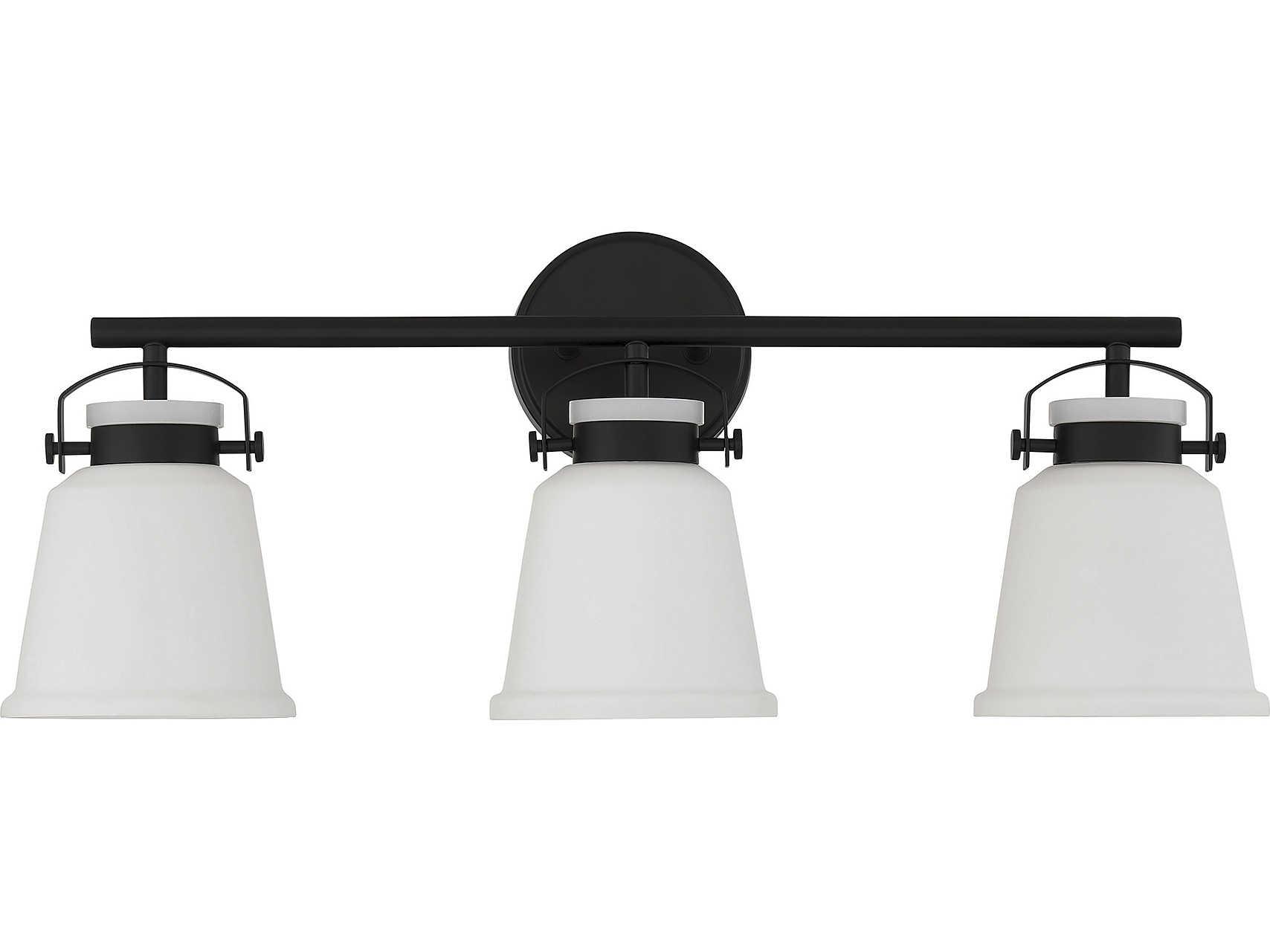 Savoy House Kaden 3-Light Matte Black Glass Vanity Light