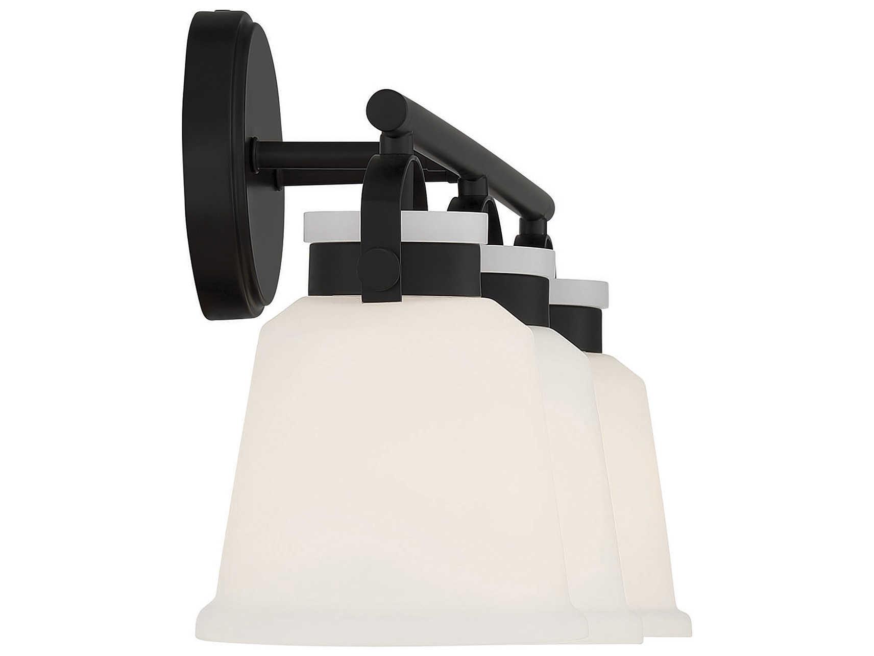 Savoy House Kaden 3-Light Matte Black Glass Vanity Light