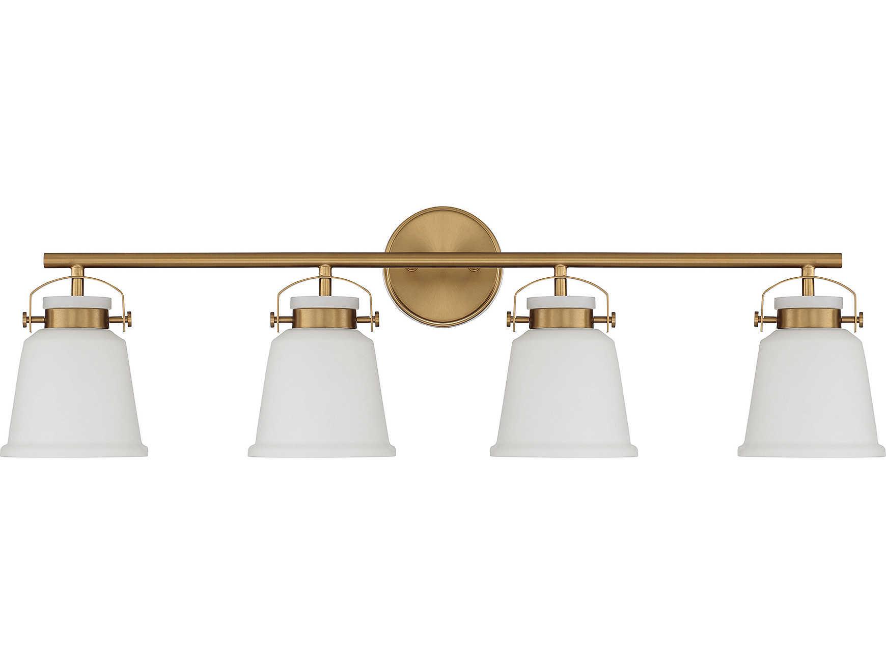 Savoy House Kaden 4-Light Warm Brass Glass Vanity Light