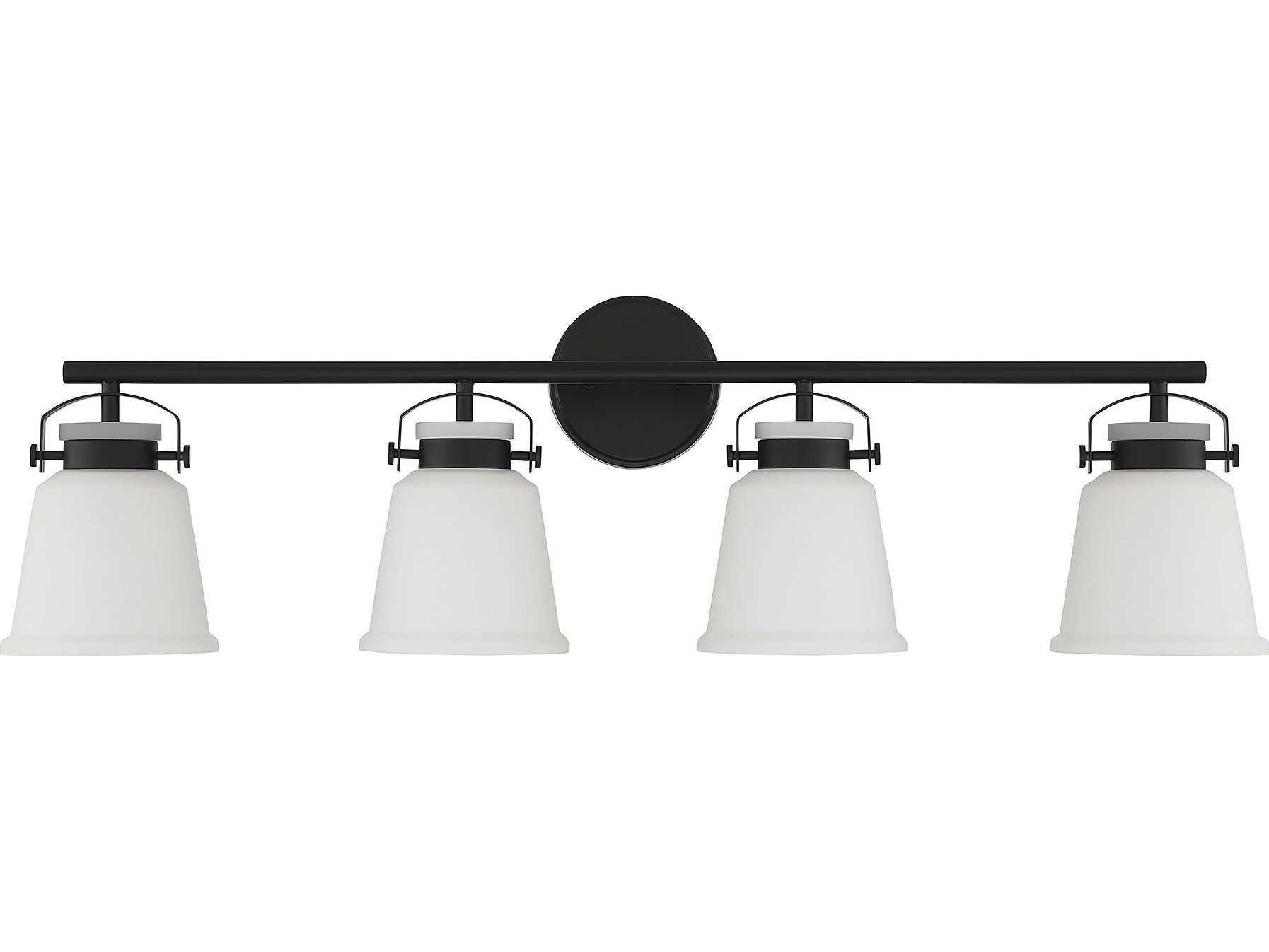 Savoy House Kaden 4-Light Matte Black Glass Vanity Light
