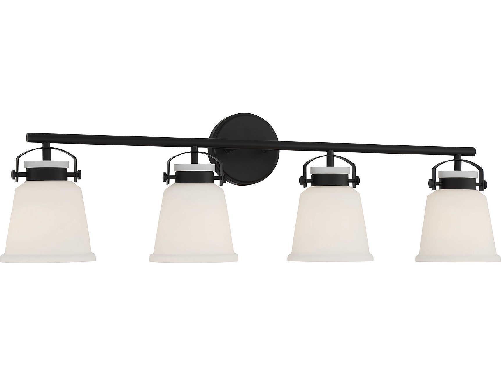 Savoy House Kaden 4-Light Matte Black Glass Vanity Light