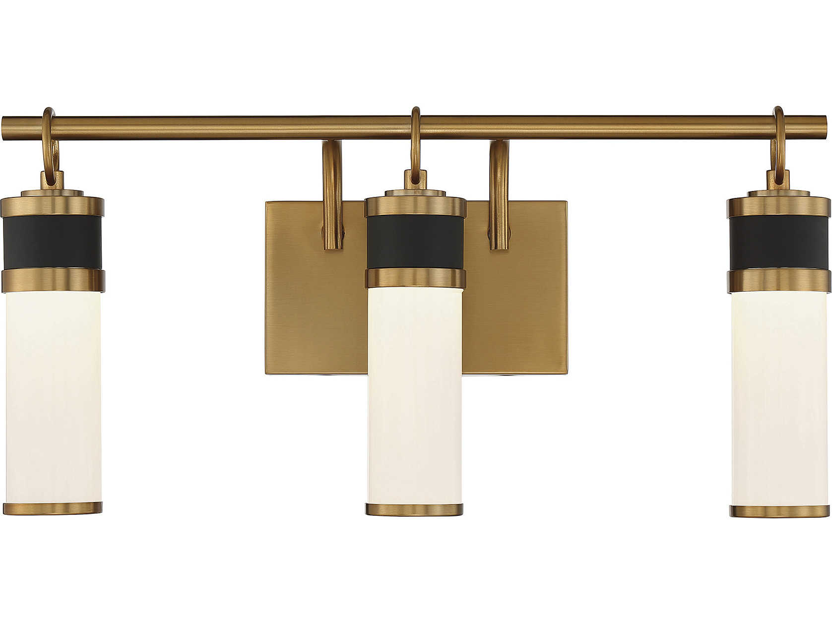 Savoy House Abel 3-Light Matte Black Warm Brass Glass LED Vanity Light