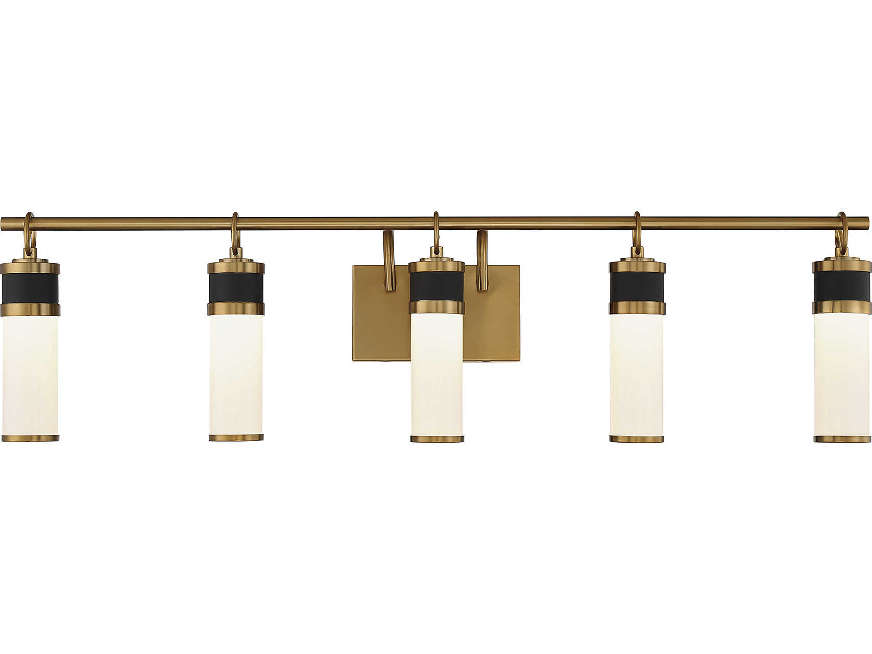 Savoy House Abel 5-Light Matte Black Warm Brass Glass LED Vanity Light
