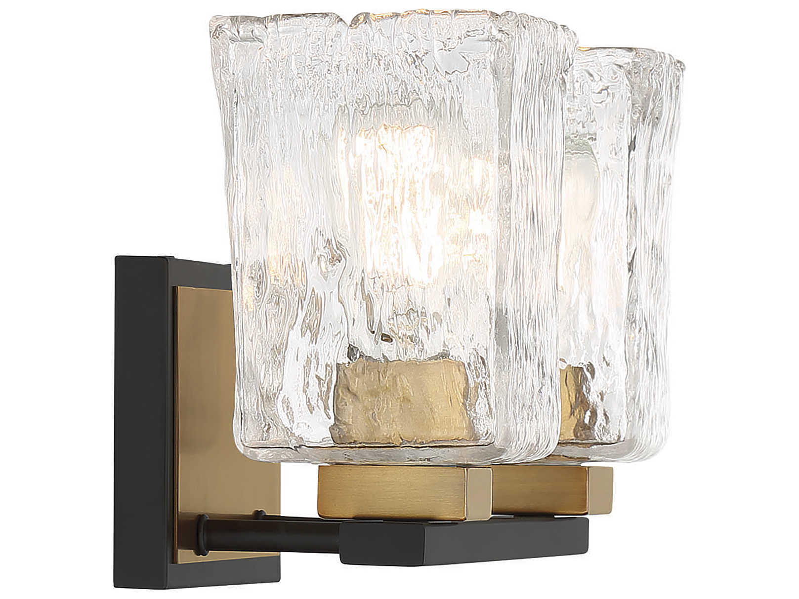 Savoy House Sidney 2-Light Matte Black Warm Brass Glass Vanity Light
