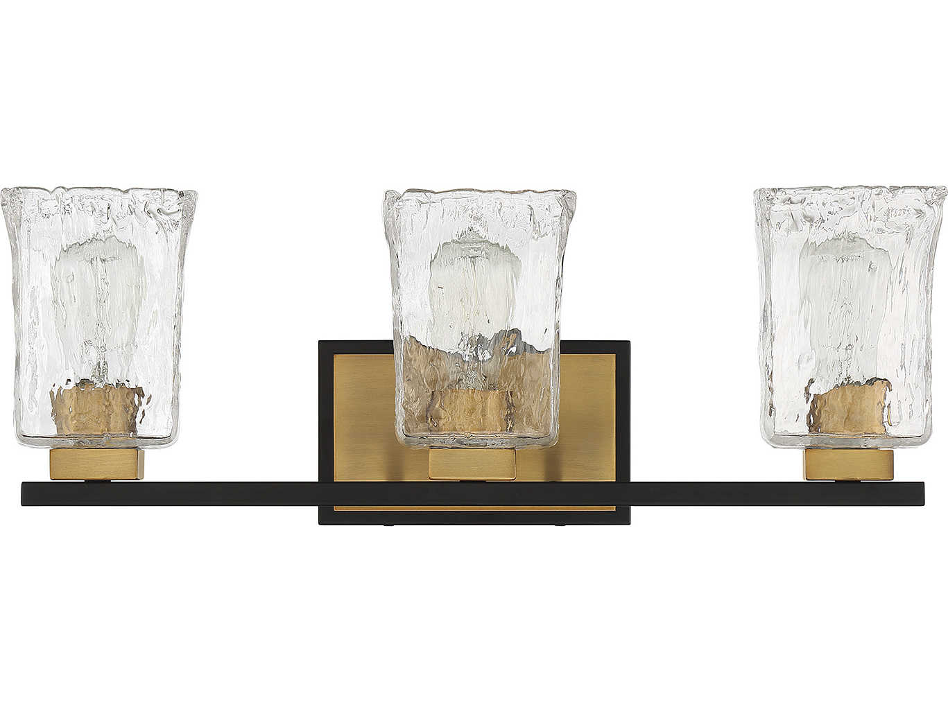 Savoy House Sidney 3-Light Matte Black Warm Brass Glass Vanity Light