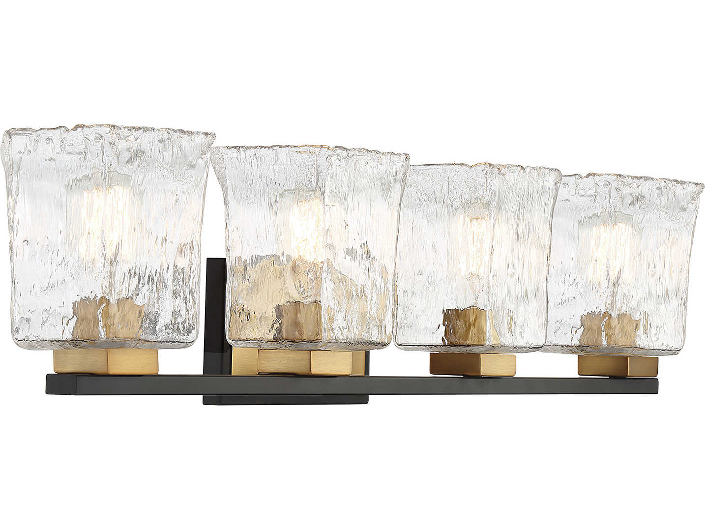 Savoy House Sidney 4-Light Matte Black Warm Brass Glass Vanity Light