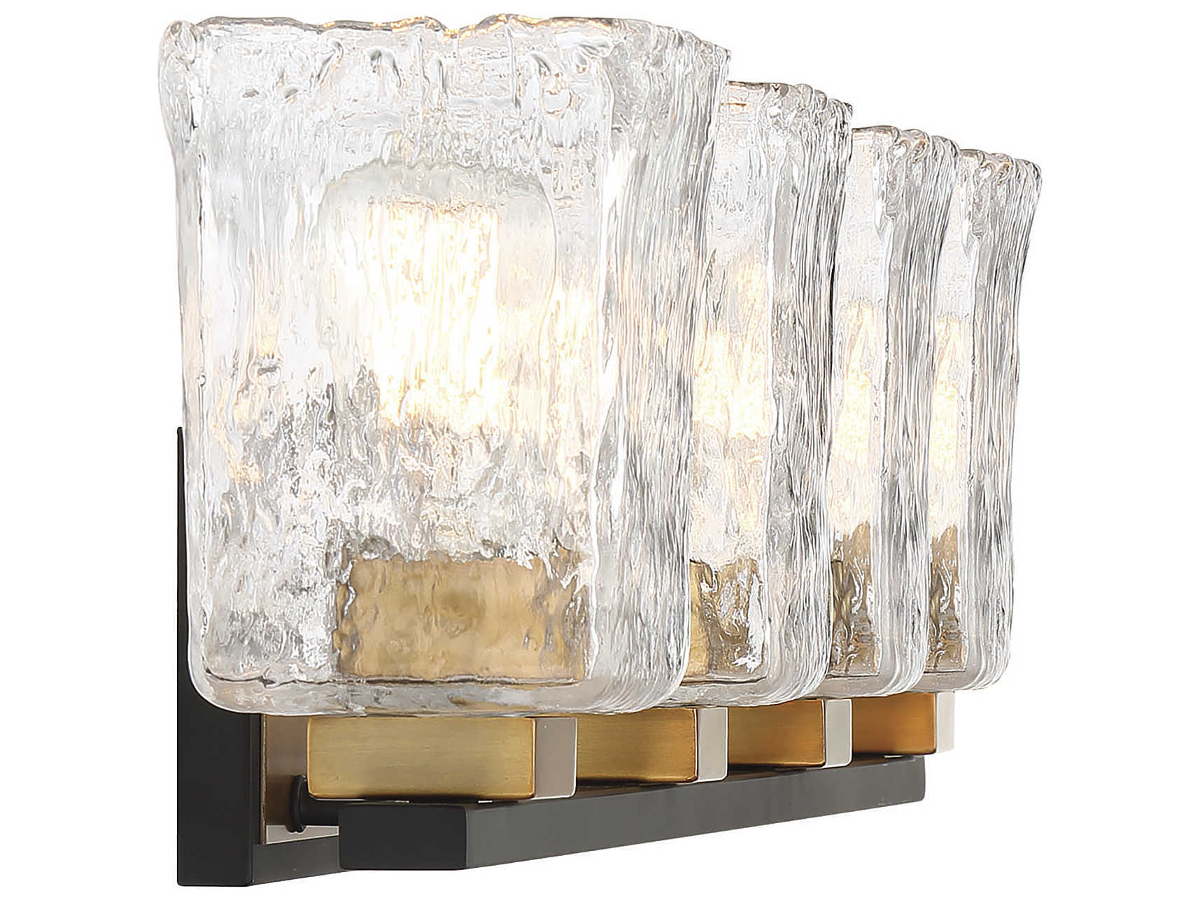 Savoy House Sidney 4-Light Matte Black Warm Brass Glass Vanity Light