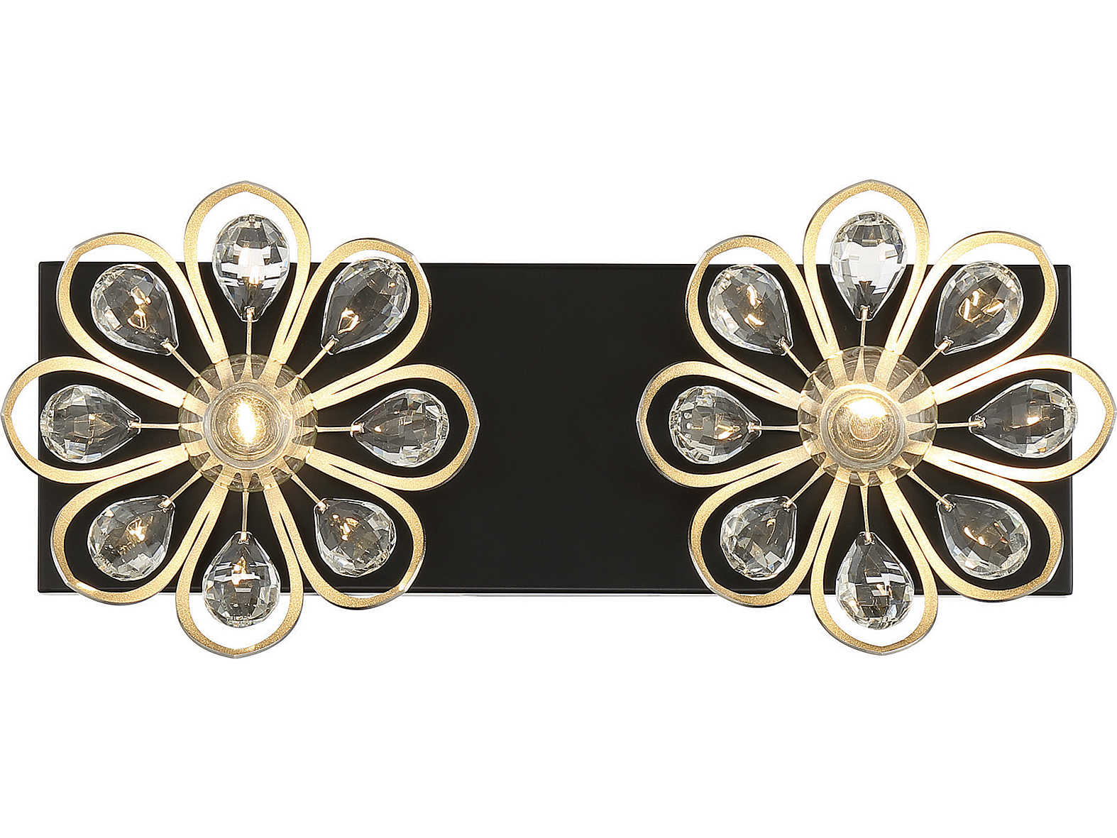 Savoy House Poppy 2-Light Matte Black Satin Nickel Crystal Vanity Light