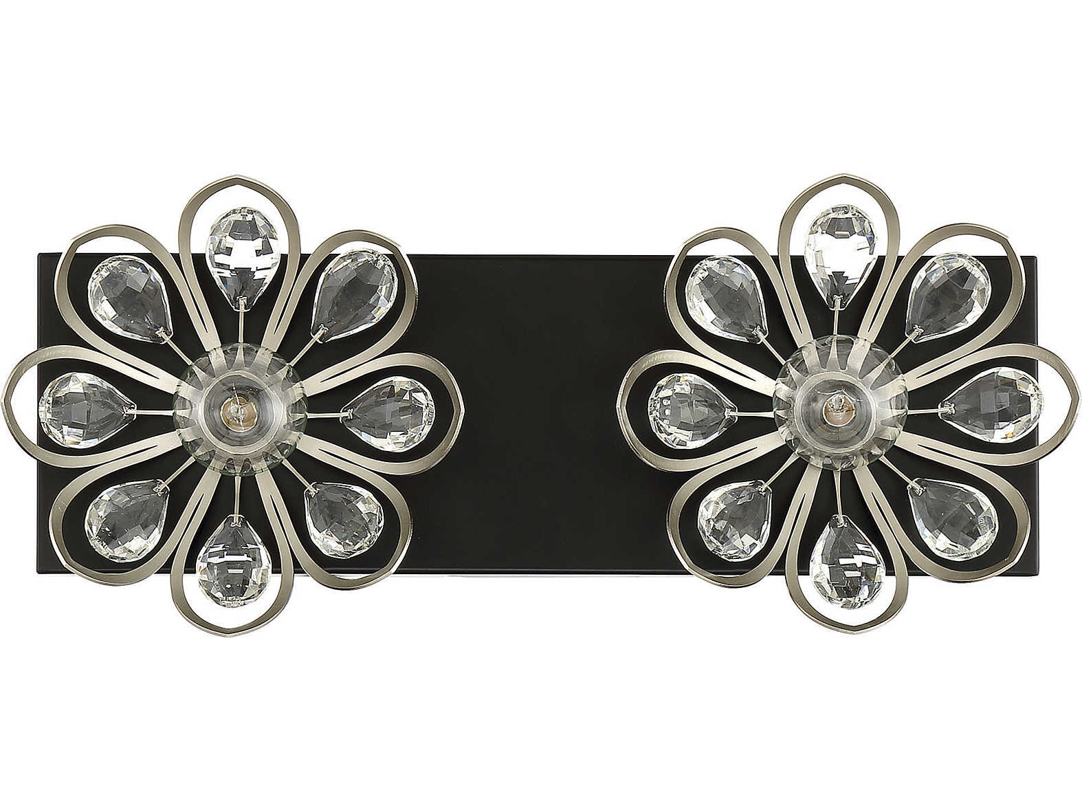 Savoy House Poppy 2-Light Matte Black Satin Nickel Crystal Vanity Light