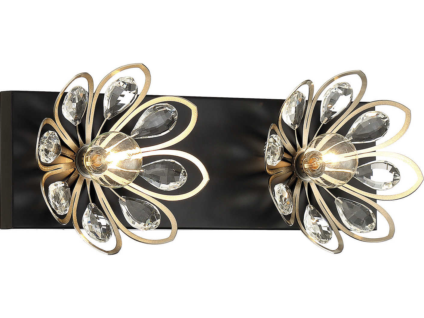 Savoy House Poppy 2-Light Matte Black Satin Nickel Crystal Vanity Light