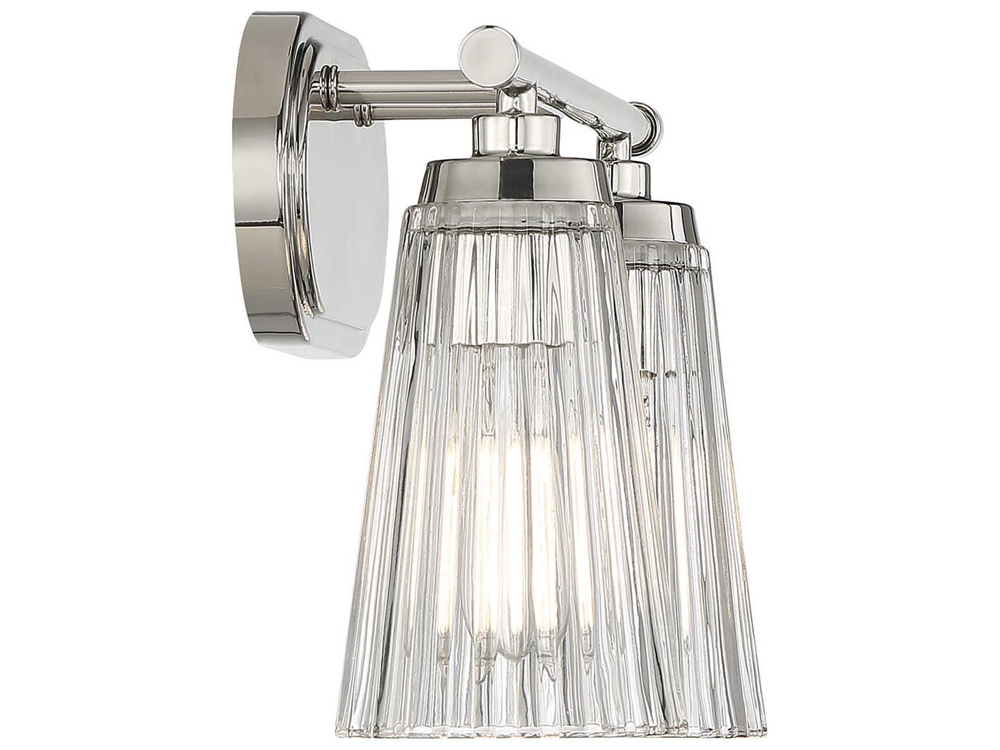 Savoy House Chantilly 2-Light Polished Nickel Glass Vanity Light