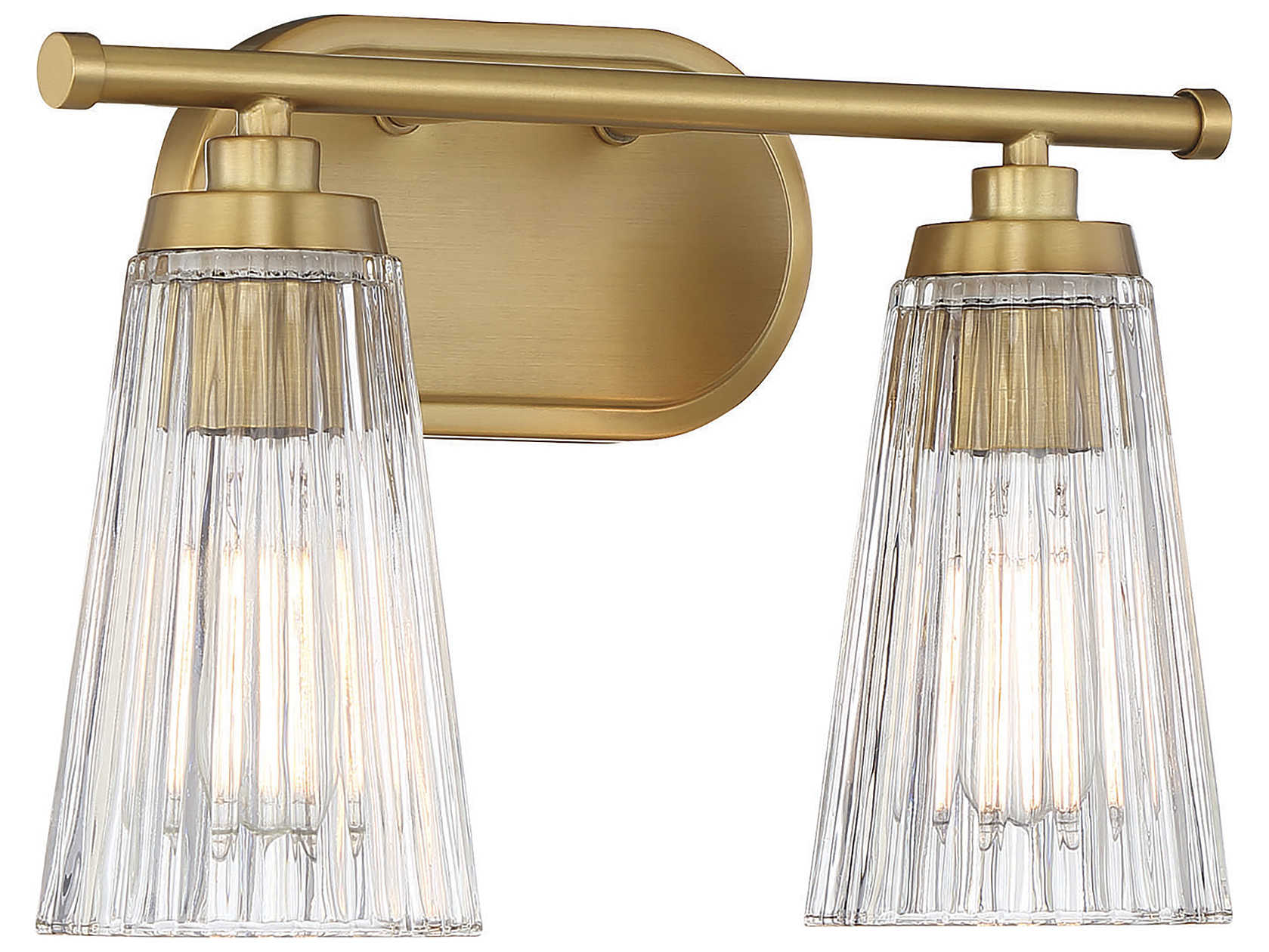 Savoy House Chantilly 2-Light Warm Brass Glass Vanity Light