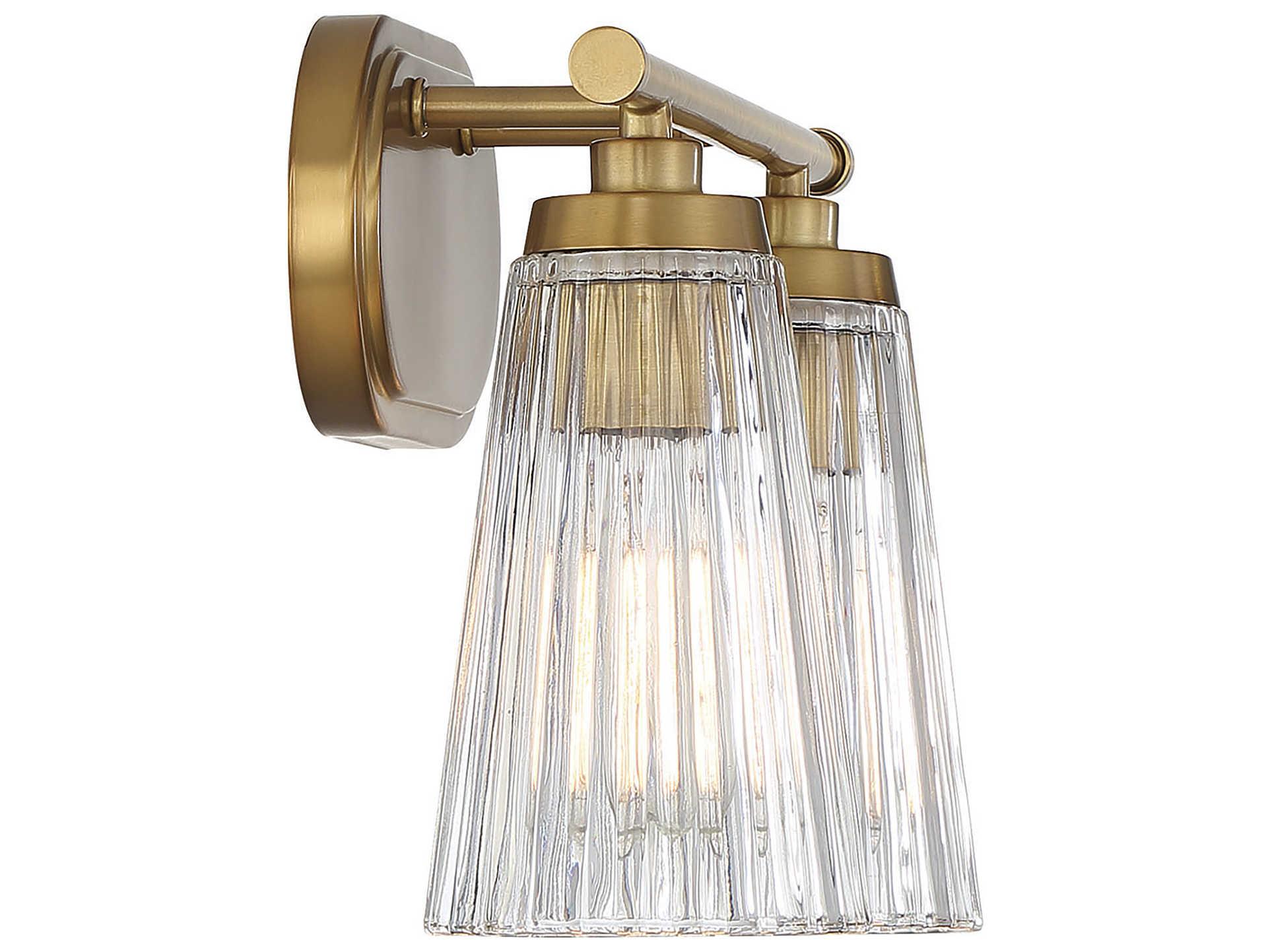 Savoy House Chantilly 2-Light Warm Brass Glass Vanity Light