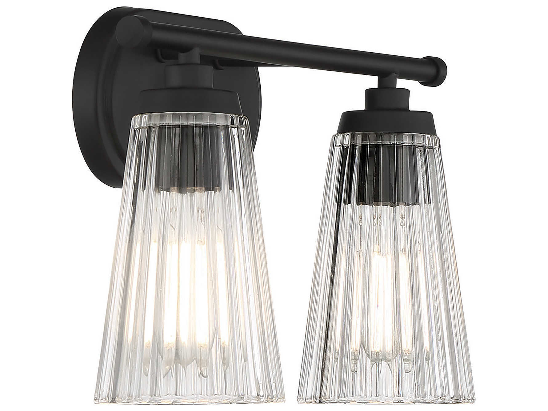 Savoy House Chantilly 2-Light Matte Black Glass Vanity Light