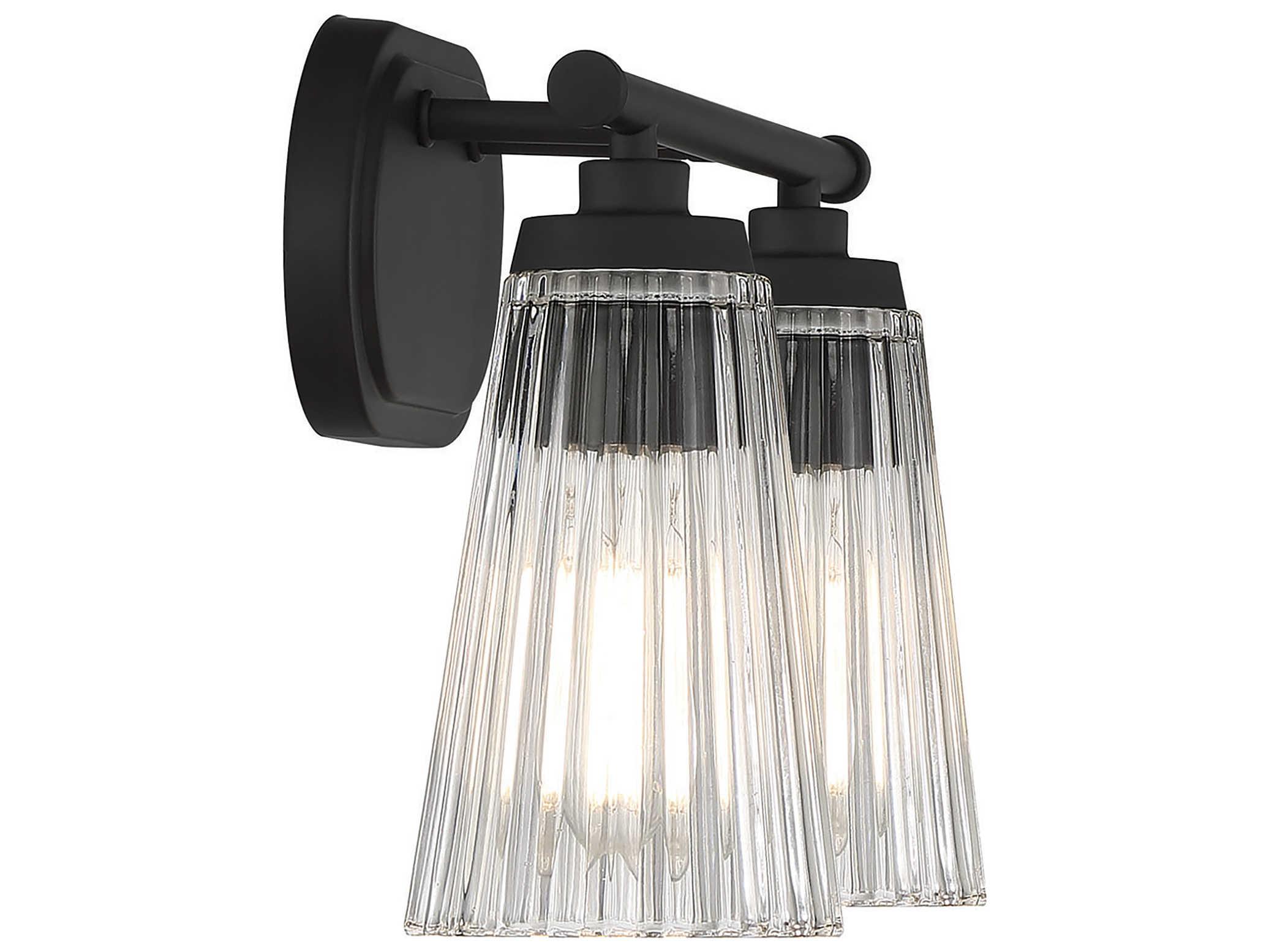 Savoy House Chantilly 2-Light Matte Black Glass Vanity Light