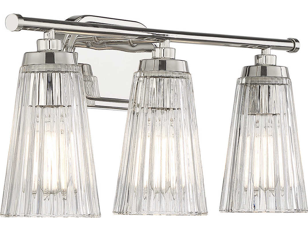 Savoy House Chantilly 3-Light Polished Nickel Glass Vanity Light