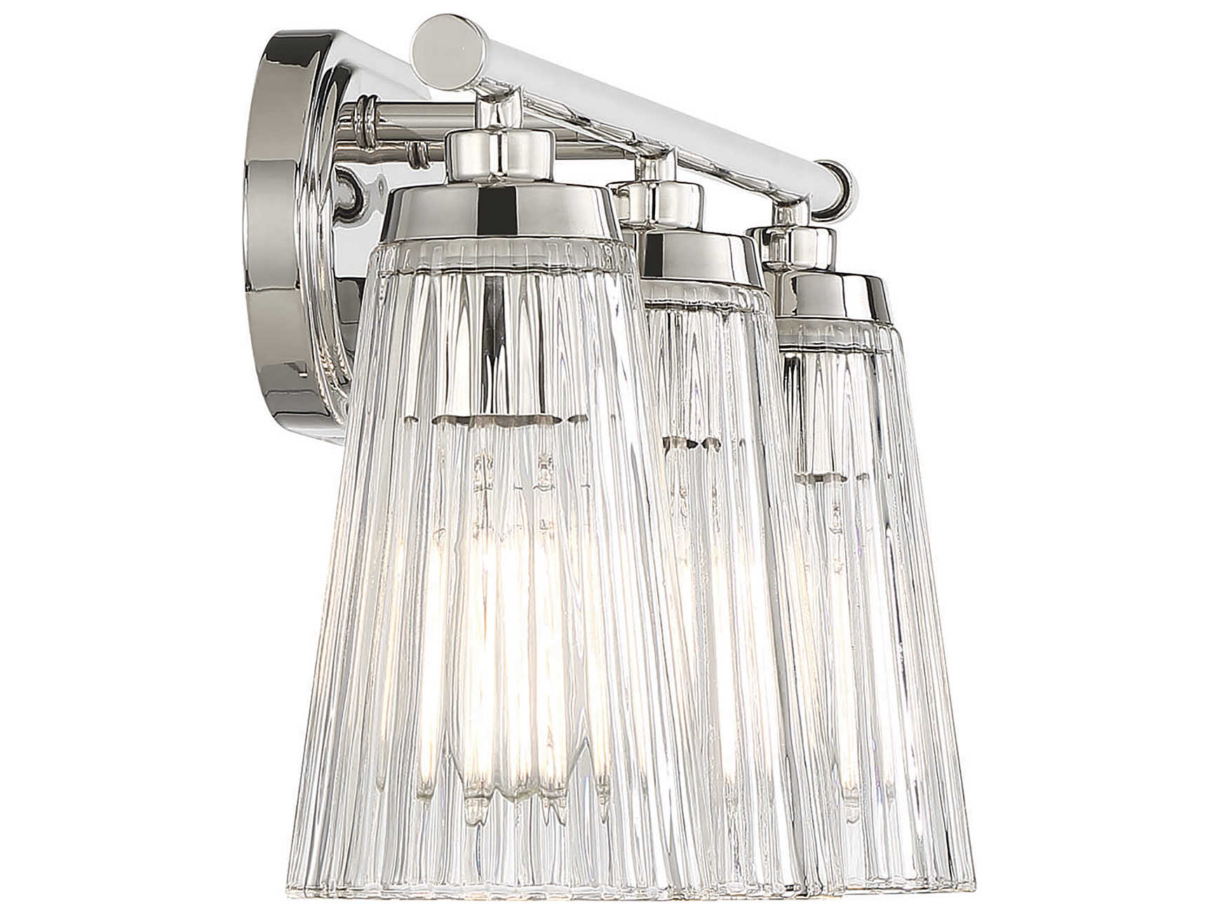 Savoy House Chantilly 3-Light Polished Nickel Glass Vanity Light