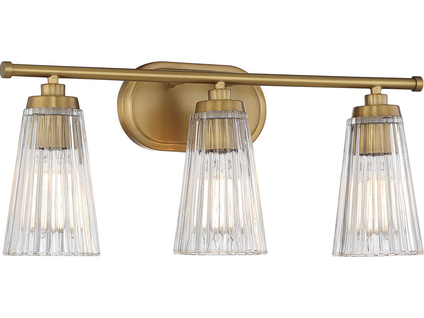 Savoy House Chantilly 3-Light Warm Brass Glass Vanity Light