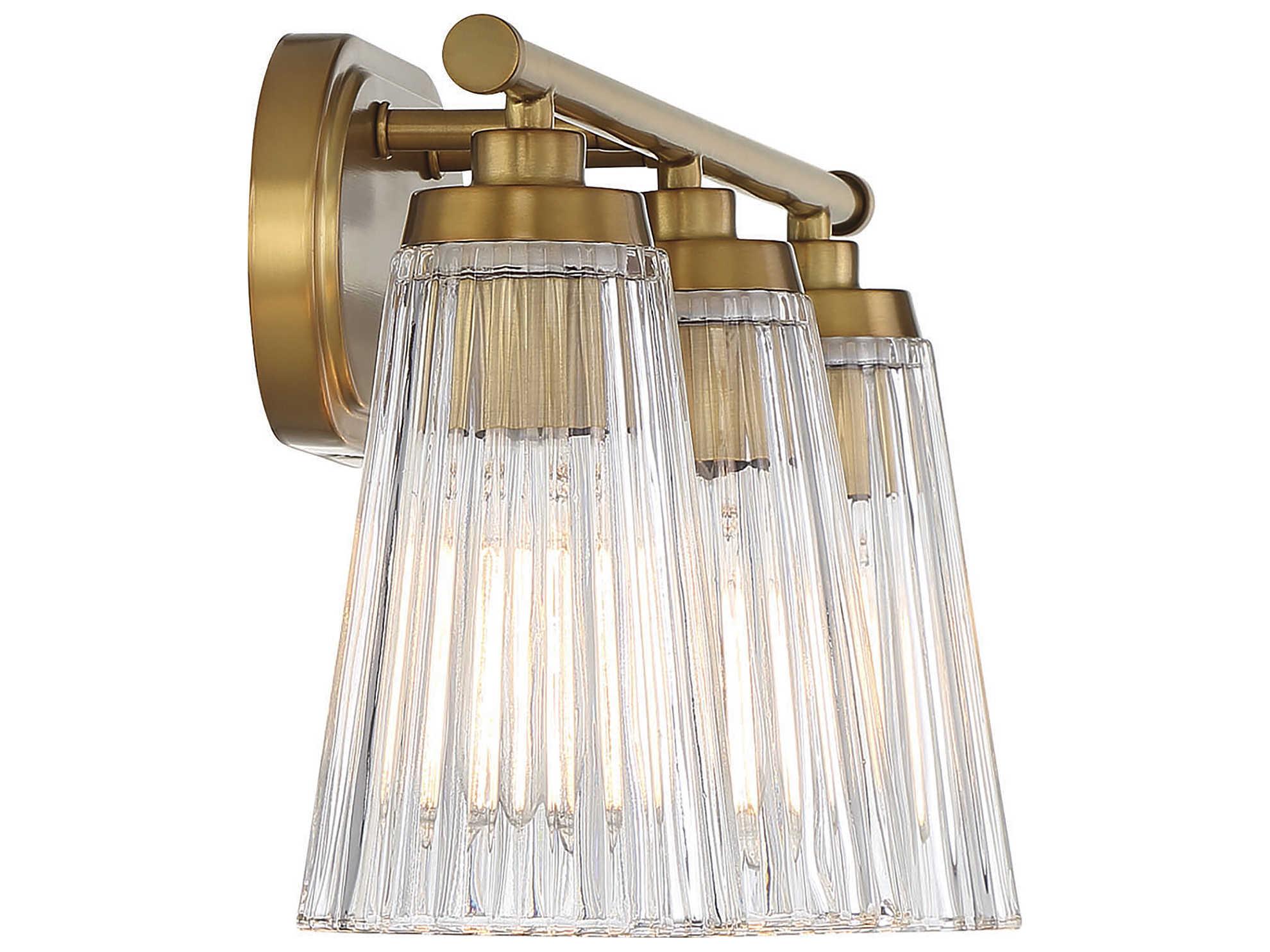 Savoy House Chantilly 3-Light Warm Brass Glass Vanity Light